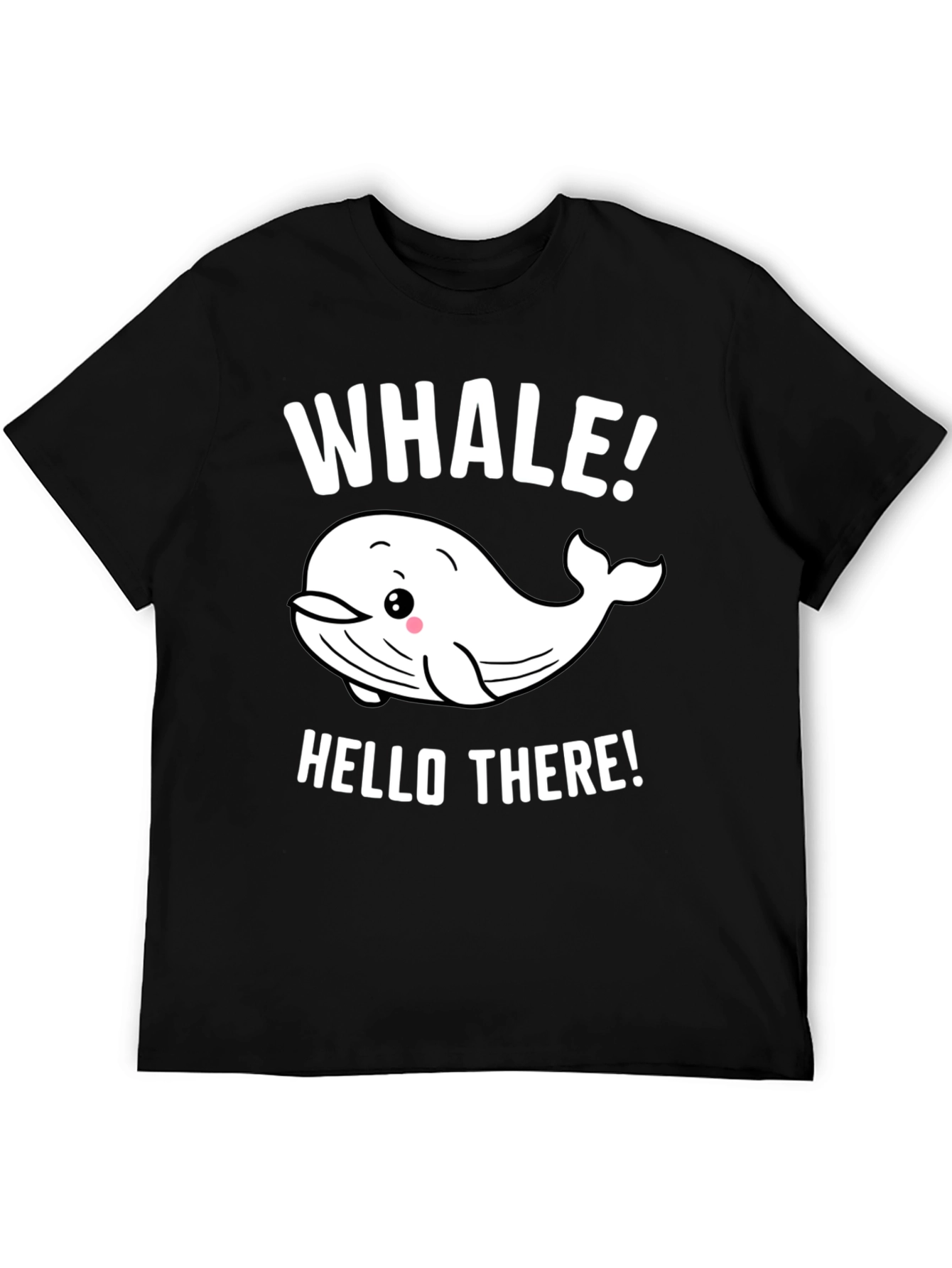 Whale Hello There! Graphic Print Black T-Shirt