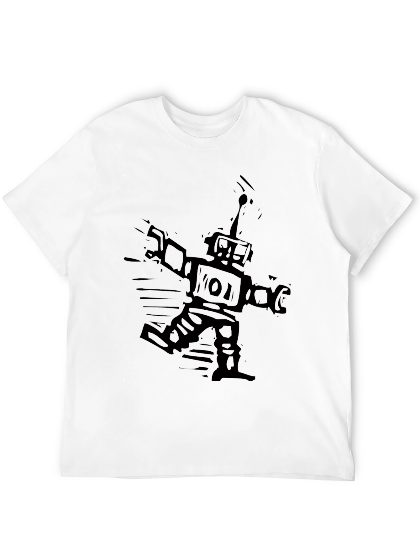 Robot Graphic Black T-Shirt - Mens Short Sleeve