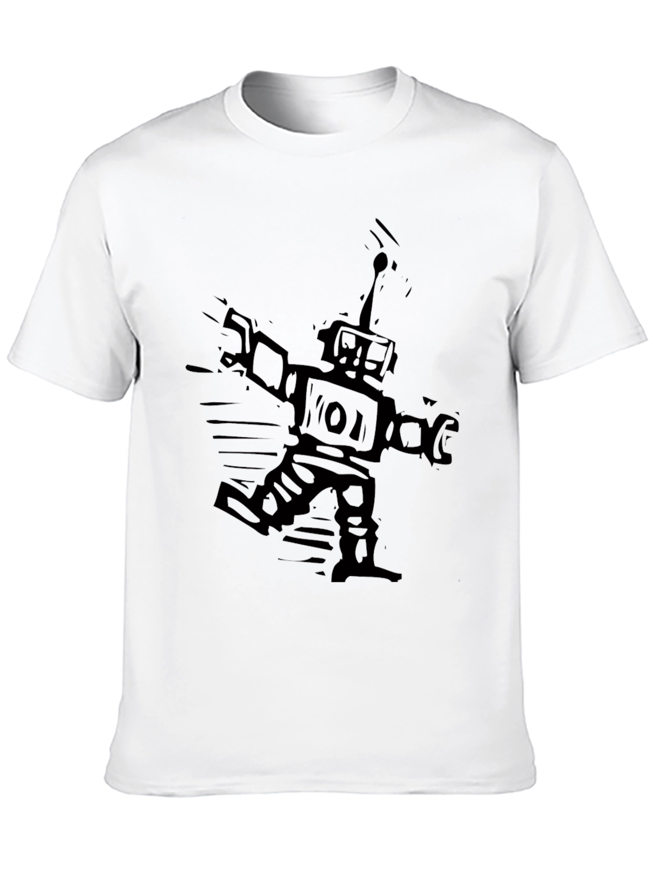 Robot Graphic Black T-Shirt - Mens Short Sleeve