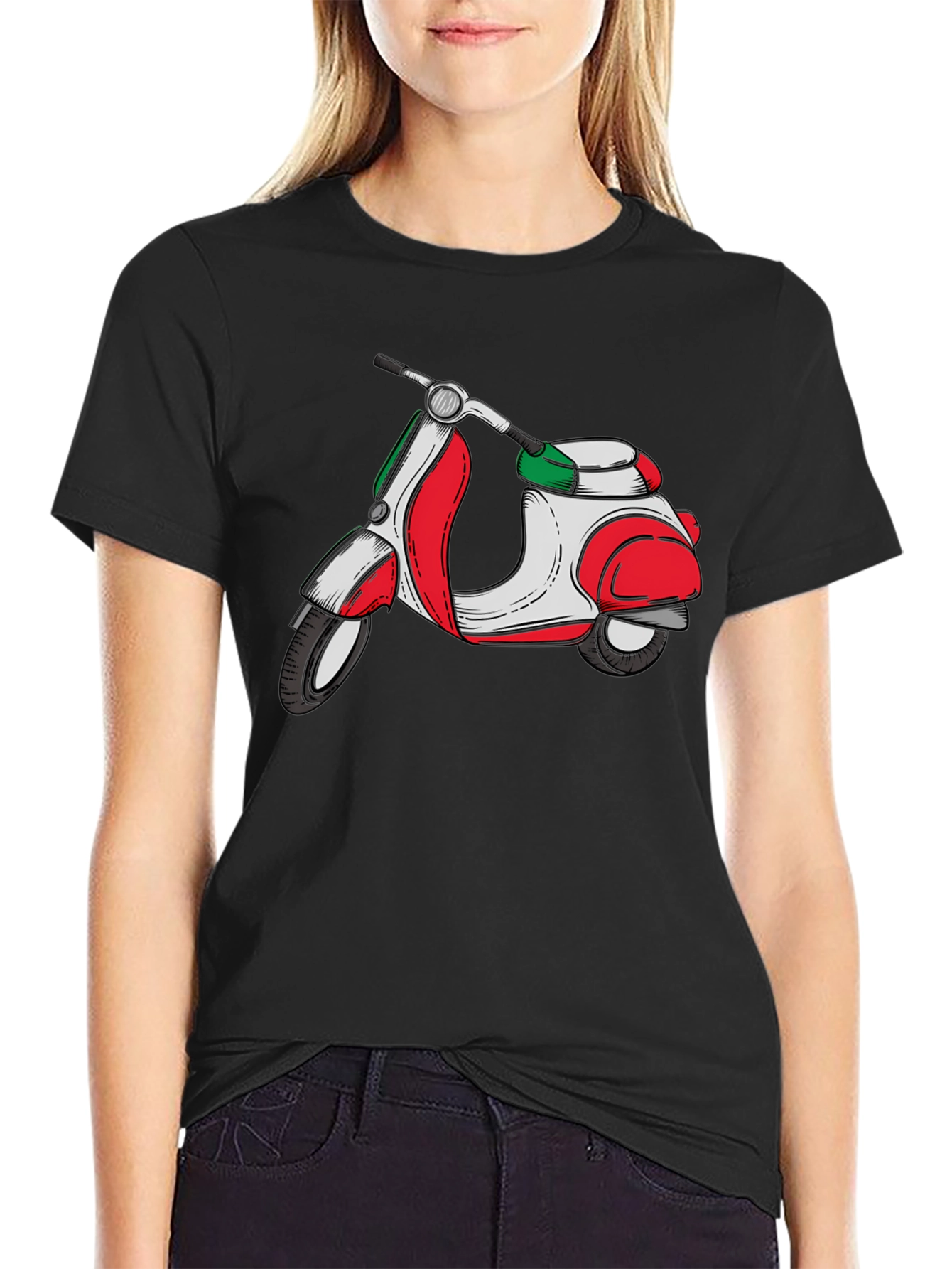 Italian Scooter Graphic T-Shirt - Black