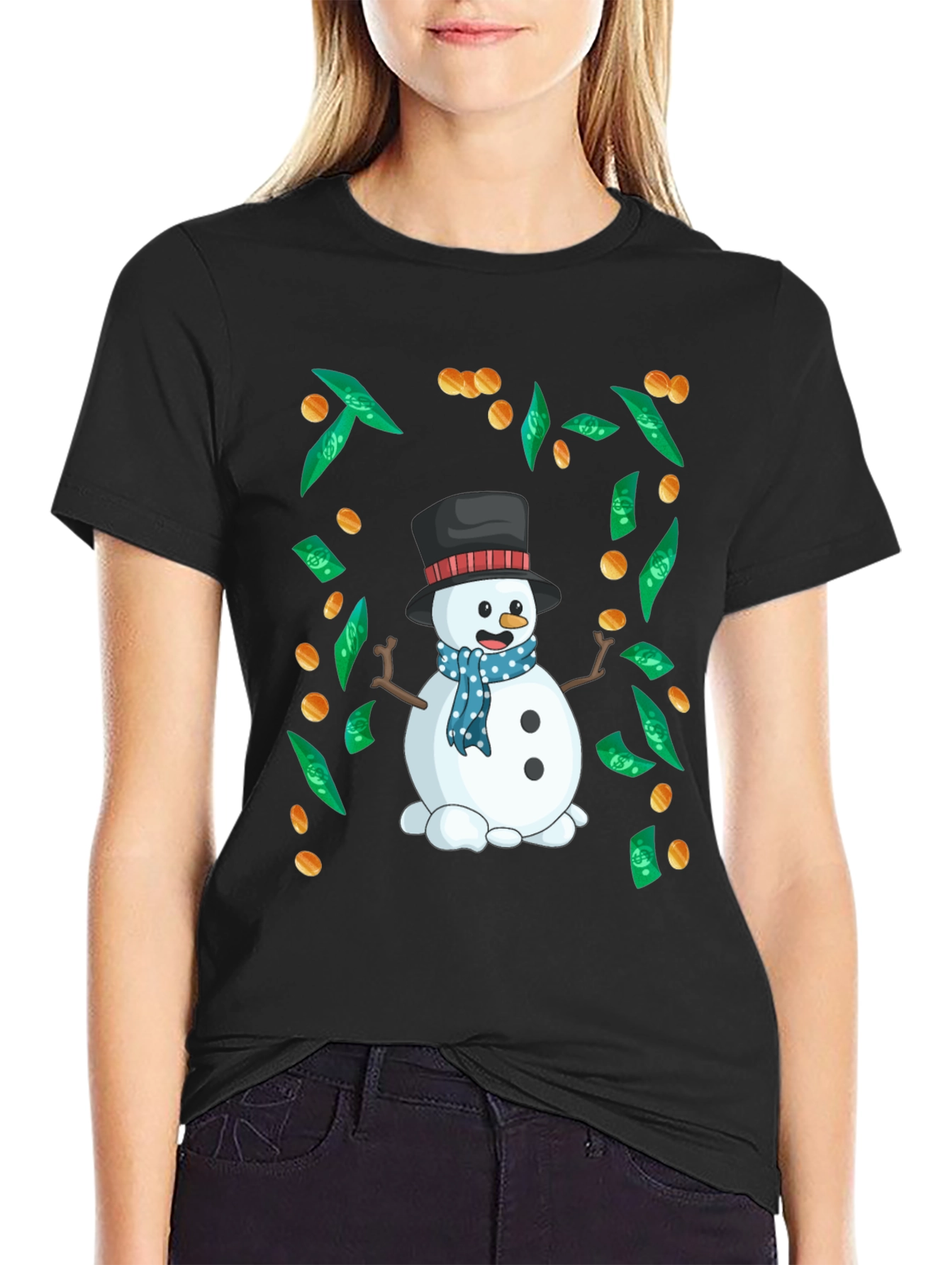 Festive Snowman Money Graphic Tee