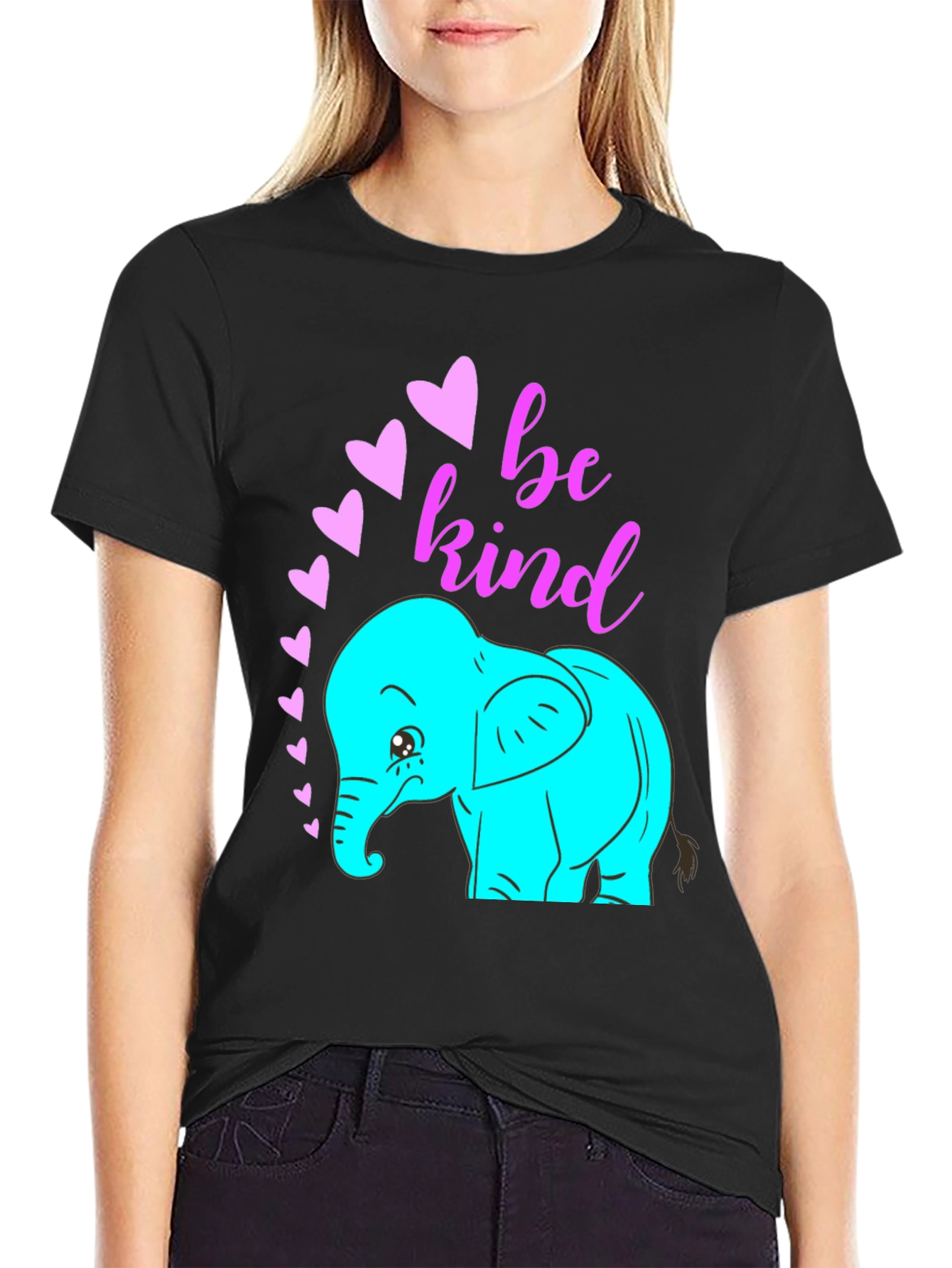Be Kind Elephant Graphic Tee - Black