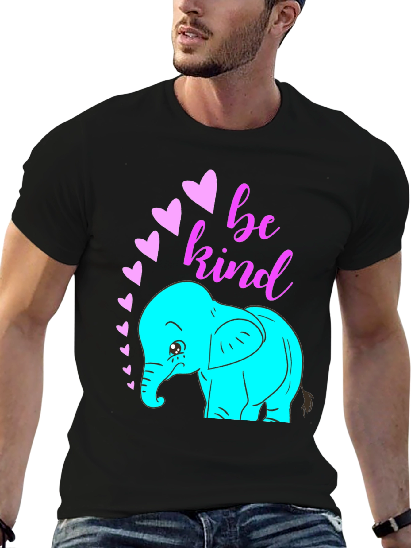 Be Kind Elephant Graphic Tee - Black