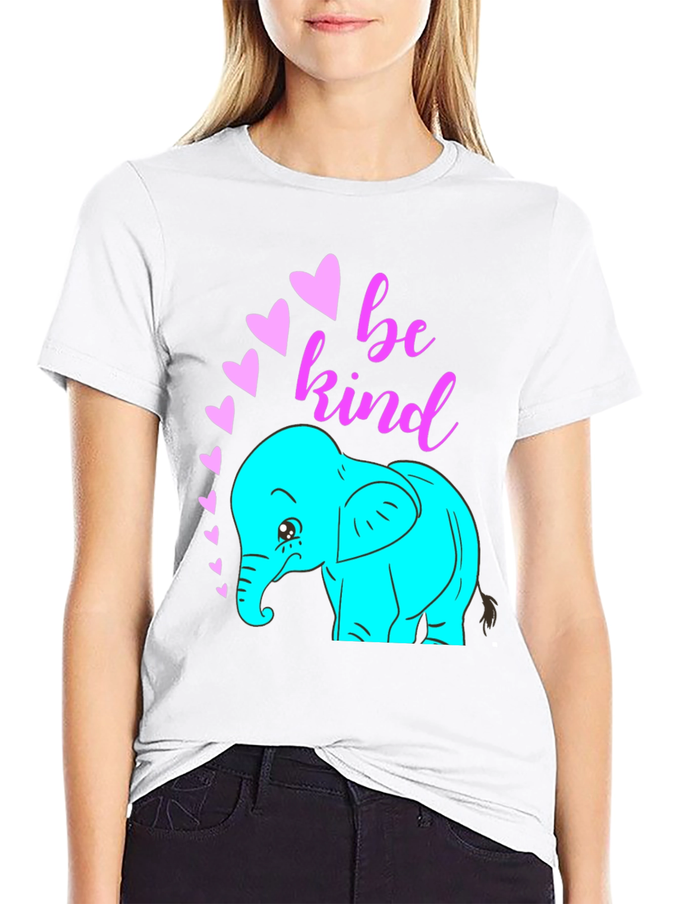 Be Kind Elephant Graphic Tee - Black