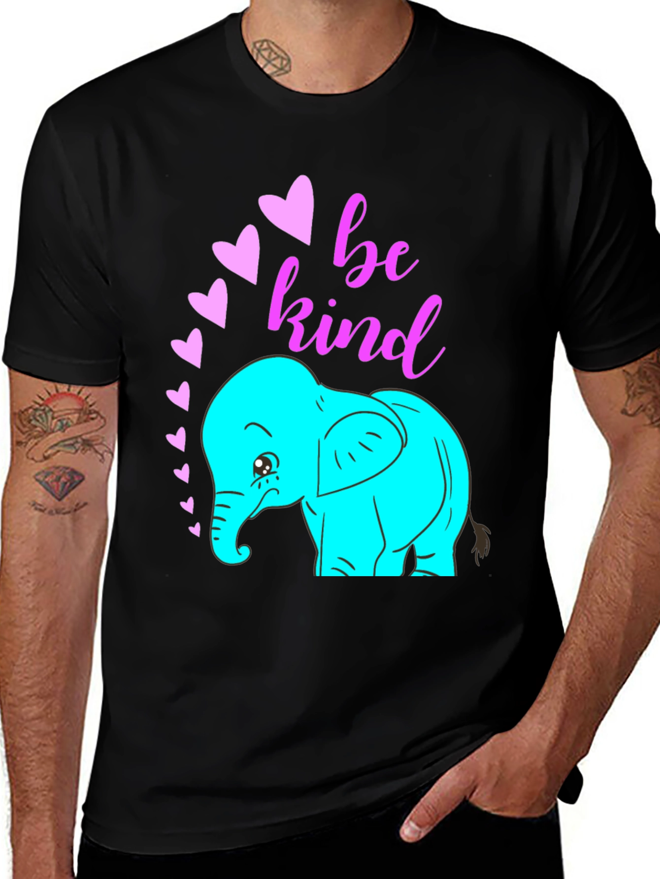 Be Kind Elephant Graphic Tee - Black