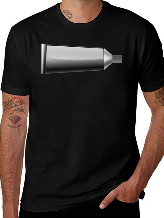 Novelty Toothpaste Tube Graphic Tee - Black Cotton Blend