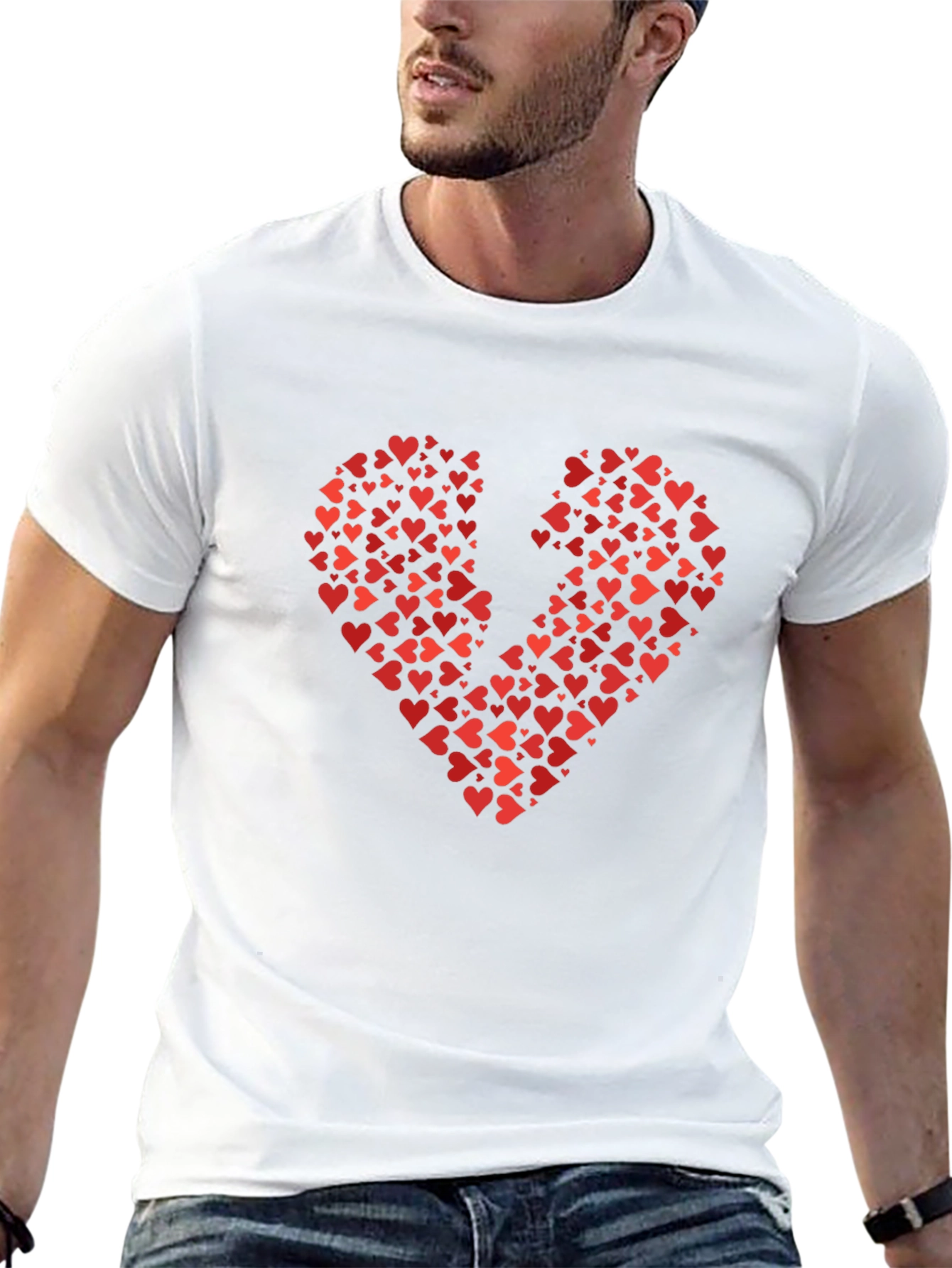 Broken Heart Red Hearts T-Shirt - Black Cotton Tee