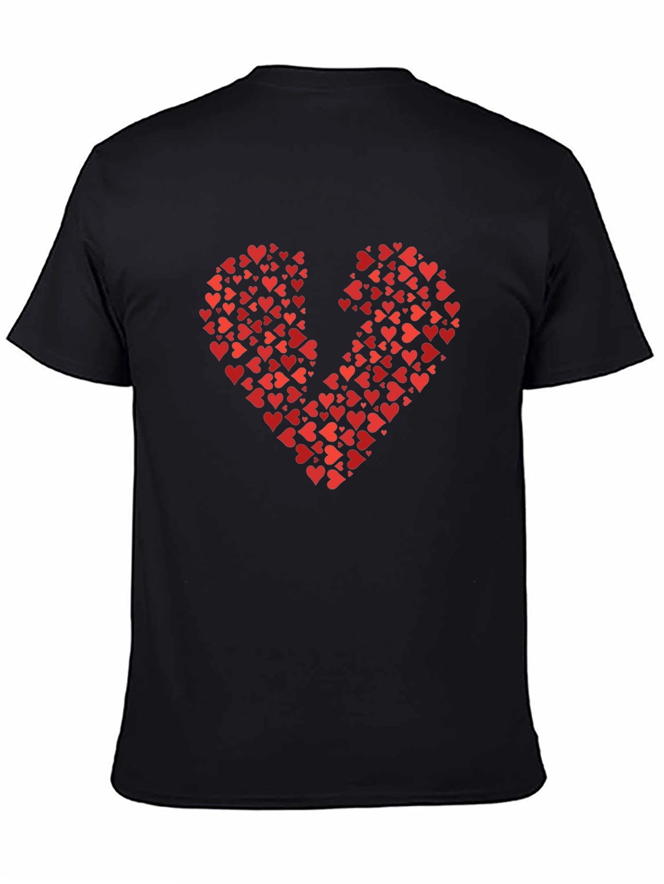 Broken Heart Red Hearts T-Shirt - Black Cotton Tee