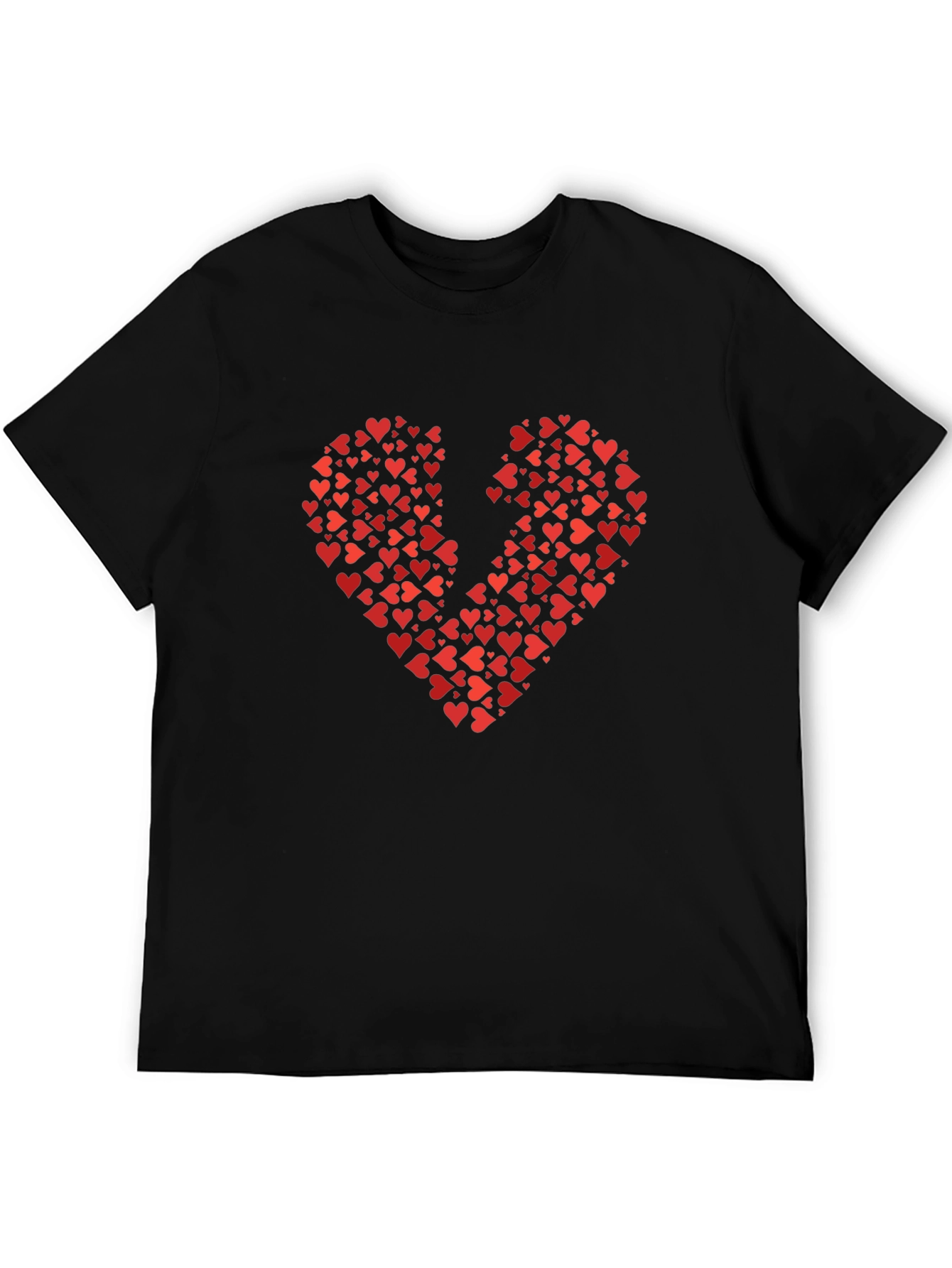 Broken Heart Red Hearts T-Shirt - Black Cotton Tee