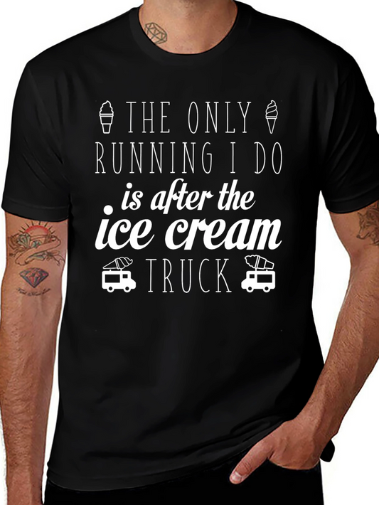 Funny Ice Cream Truck Running Graphic Tee