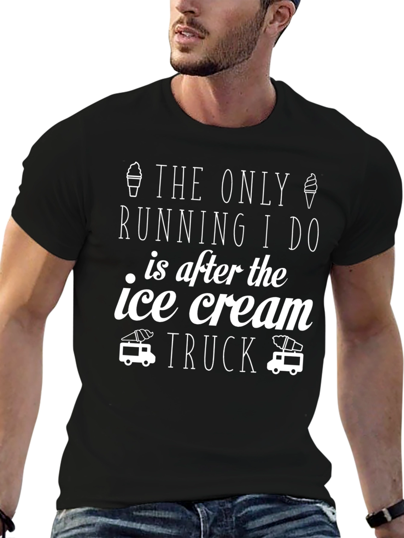 Funny Ice Cream Truck Running Graphic Tee