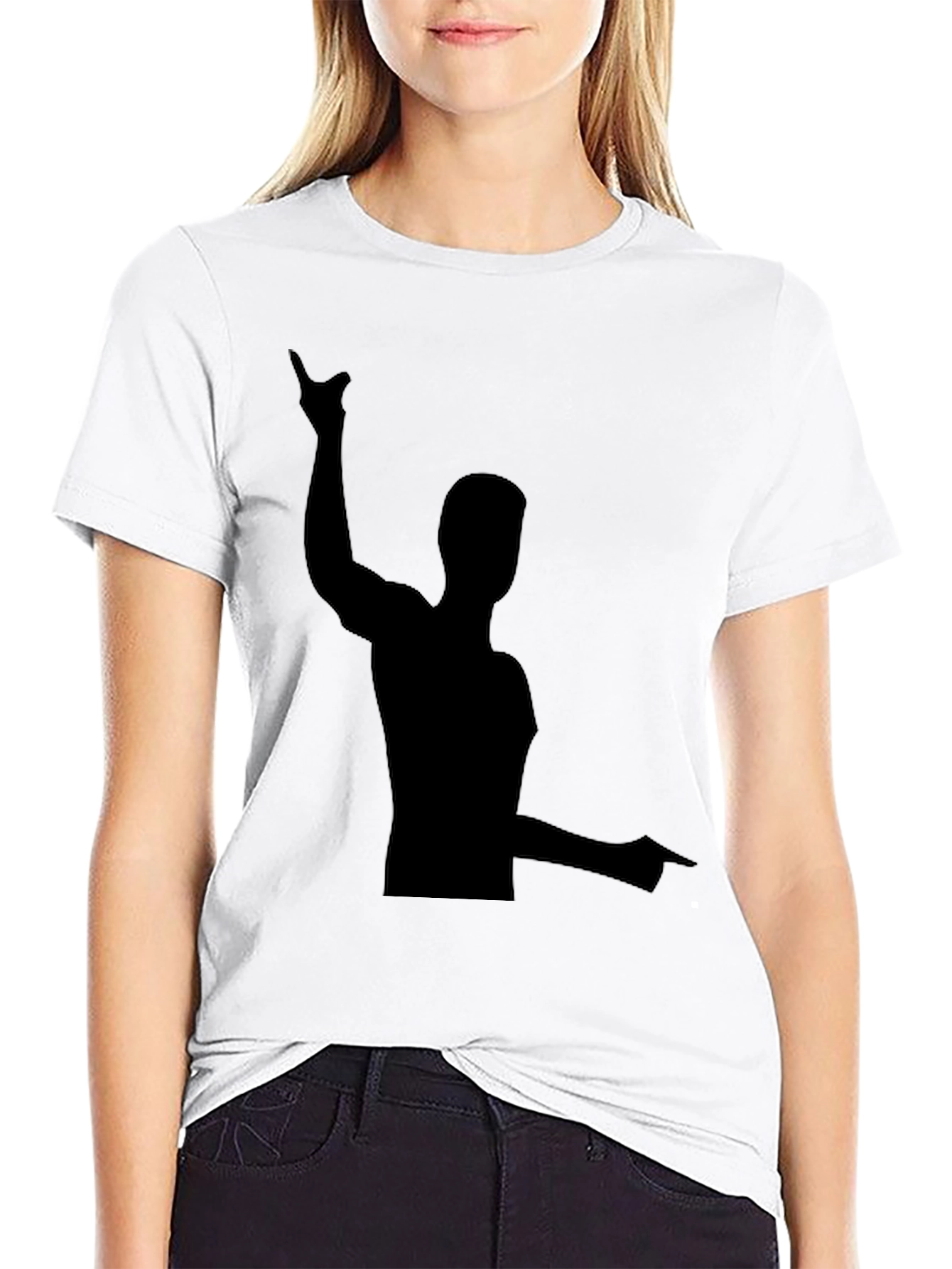 Mens Black Graphic Tee - Pointing Silhouette