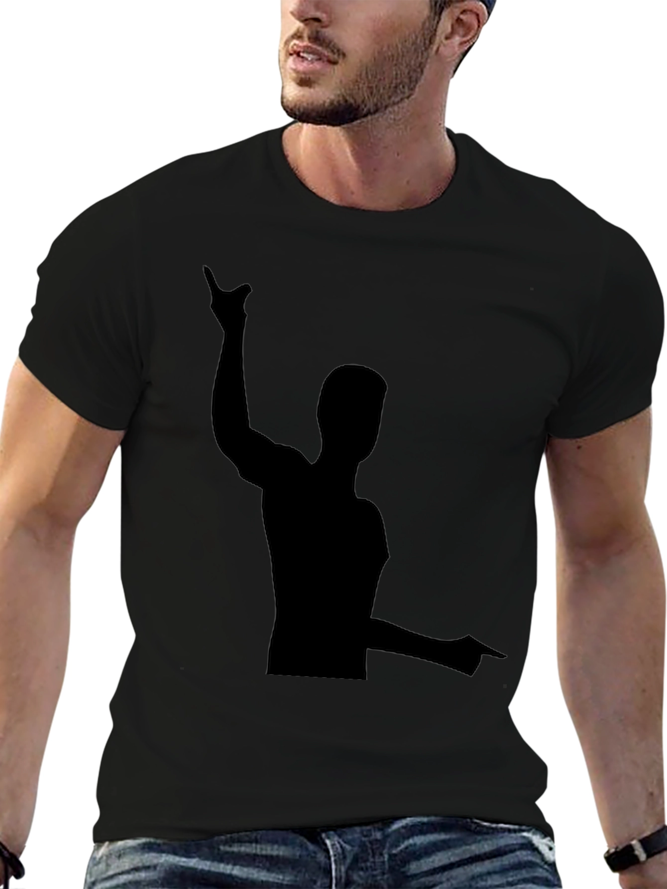 Mens Black Graphic Tee - Pointing Silhouette
