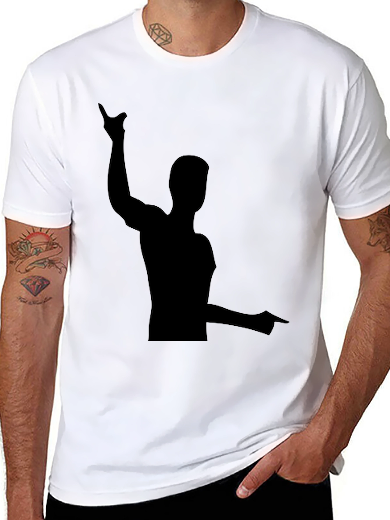 Mens Black Graphic Tee - Pointing Silhouette