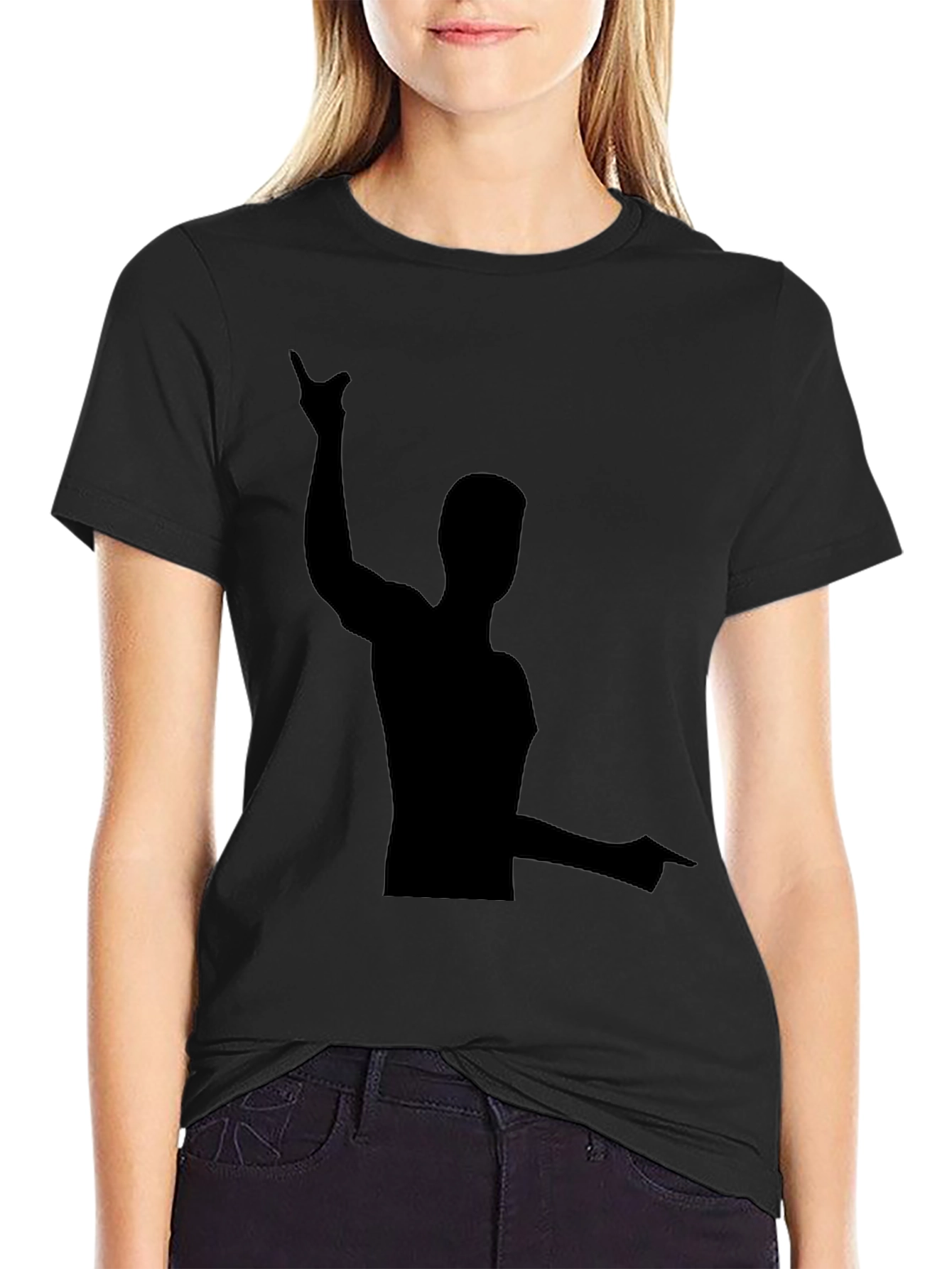 Mens Black Graphic Tee - Pointing Silhouette