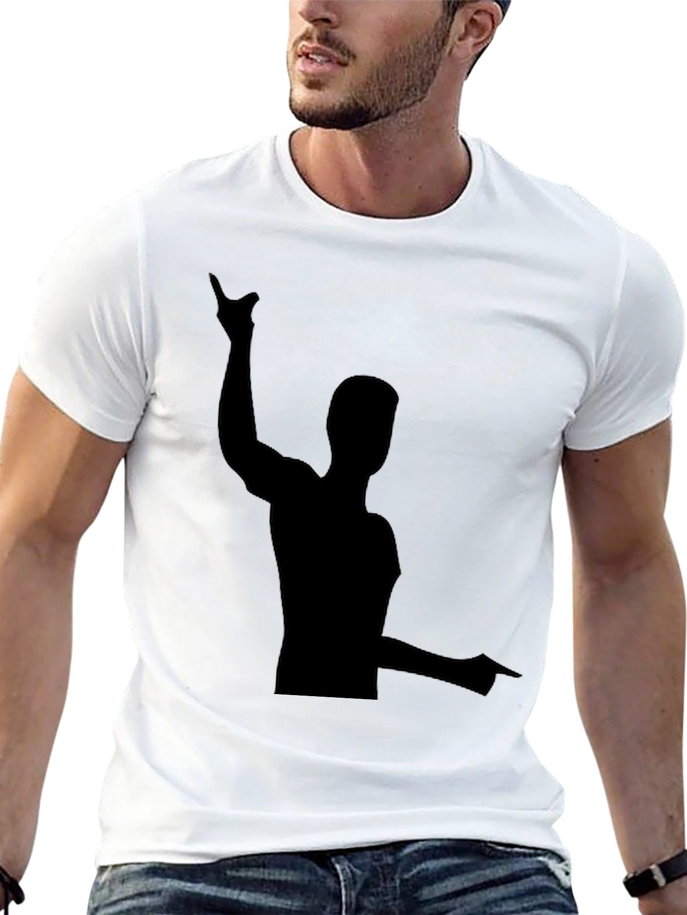 Mens Black Graphic Tee - Pointing Silhouette