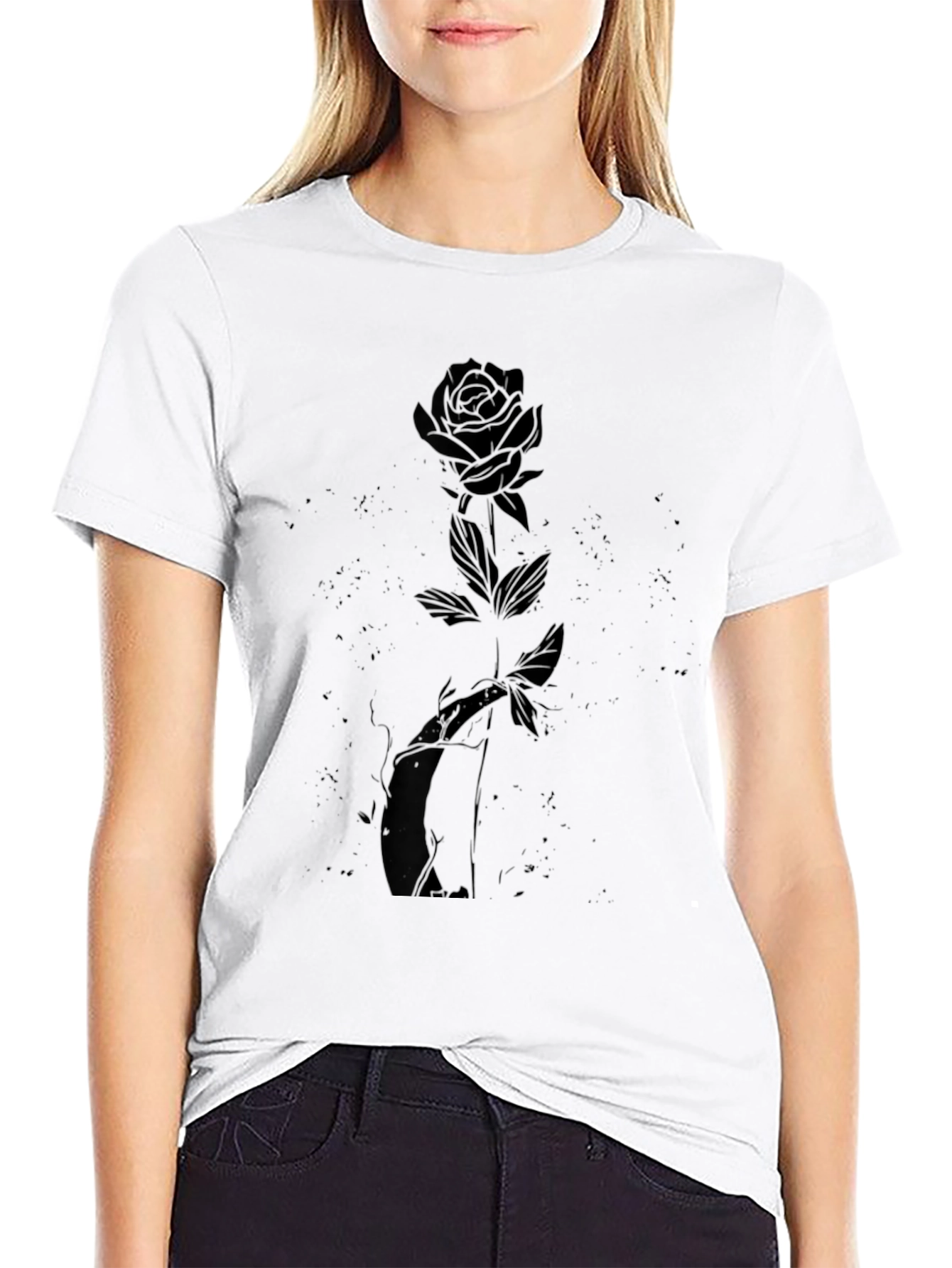 Mens Black Rose Graphic Tee - Stylish Casual Wear