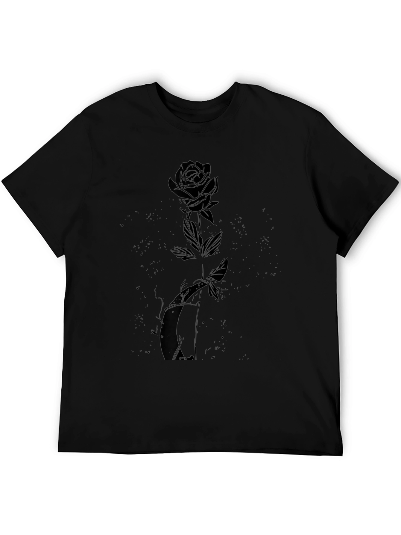 Mens Black Rose Graphic Tee - Stylish Casual Wear