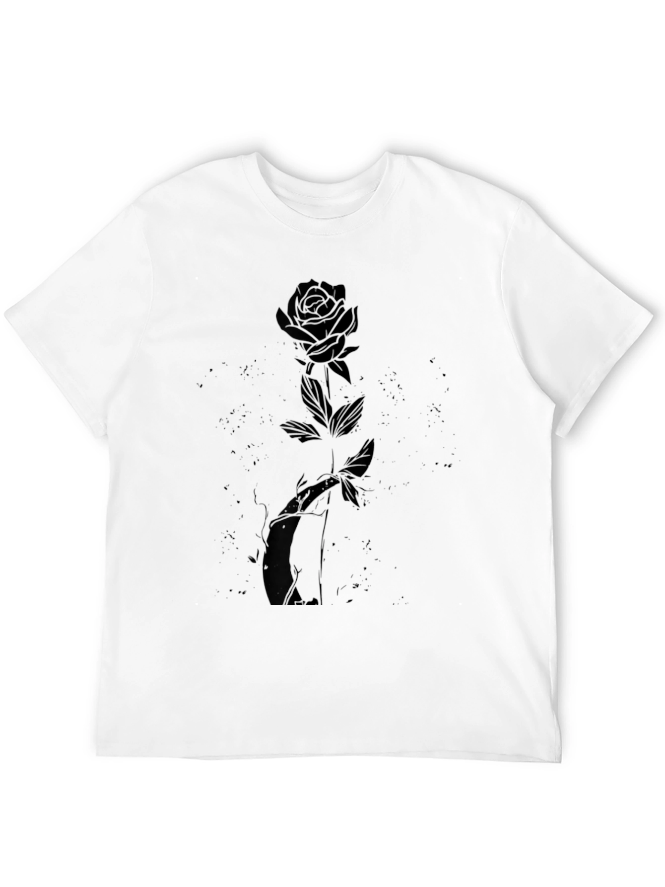 Mens Black Rose Graphic Tee - Stylish Casual Wear