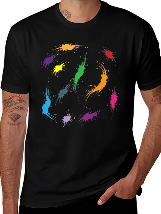Colorful Paint Splatter Graphic Tee - Soft Cotton Blend