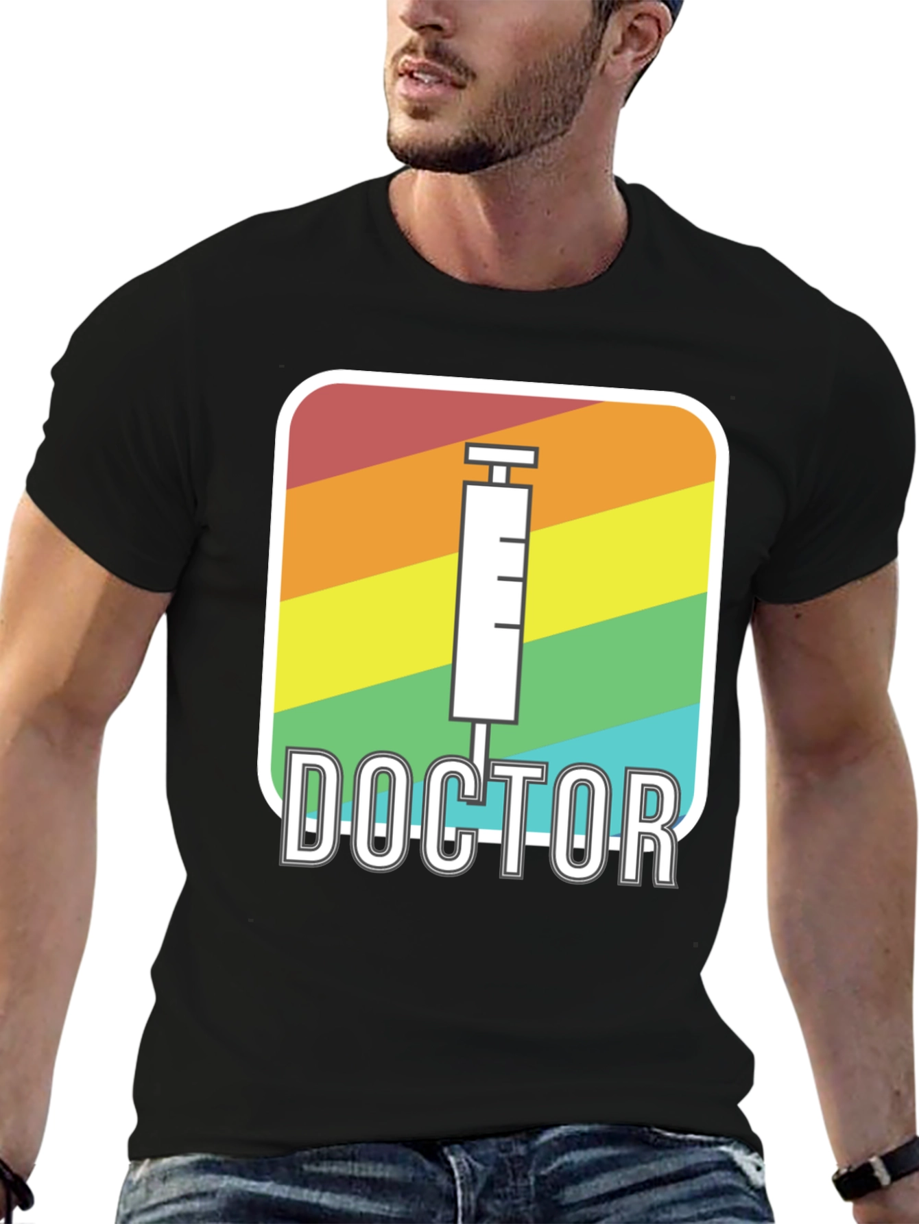Rainbow Doctor Syringe Graphic T-Shirt