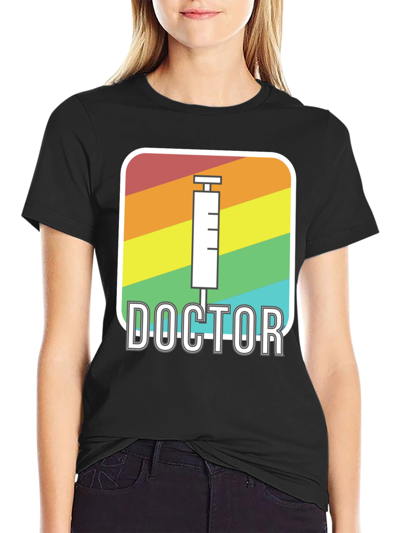 Rainbow Doctor Syringe Graphic T-Shirt