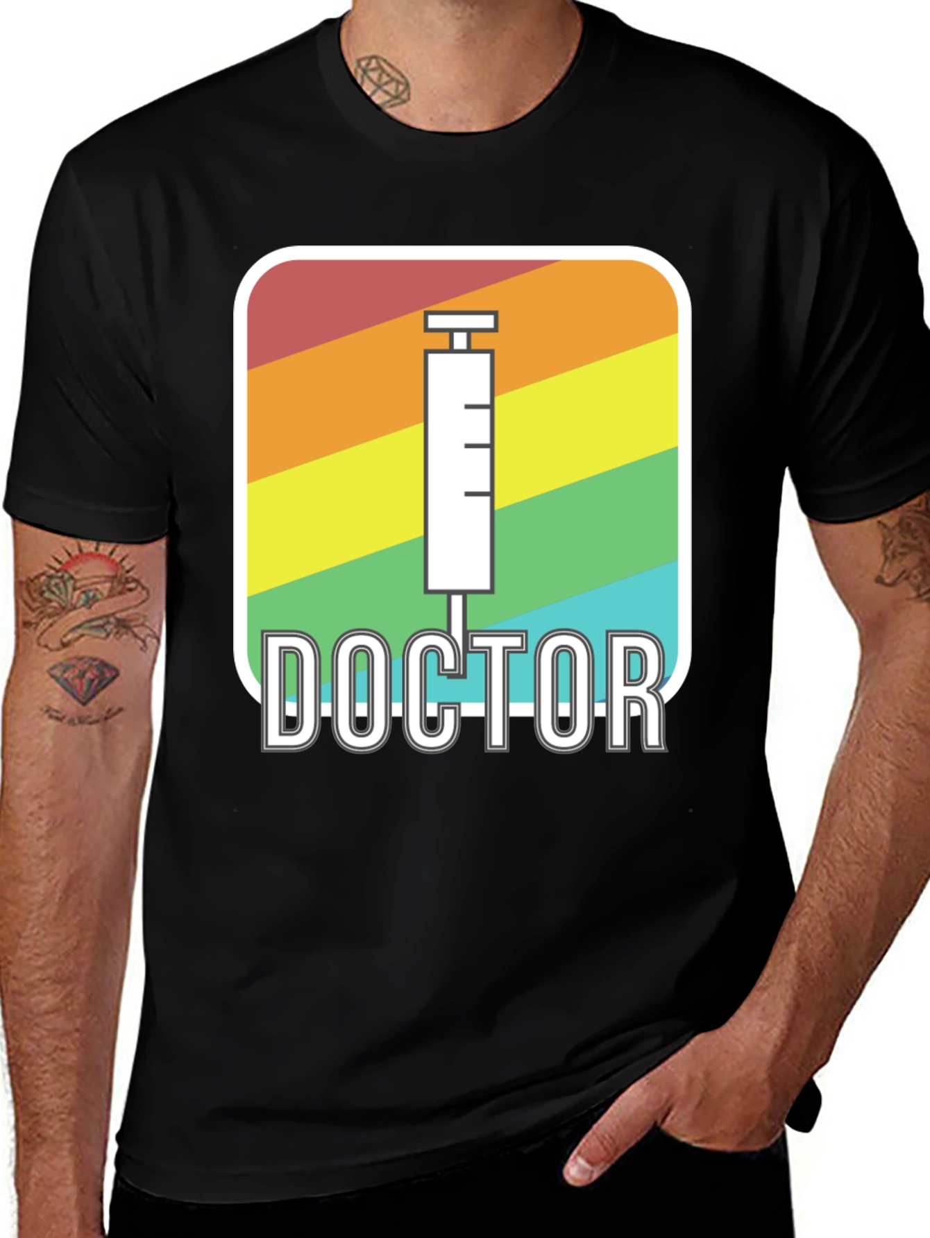 Rainbow Doctor Syringe Graphic T-Shirt