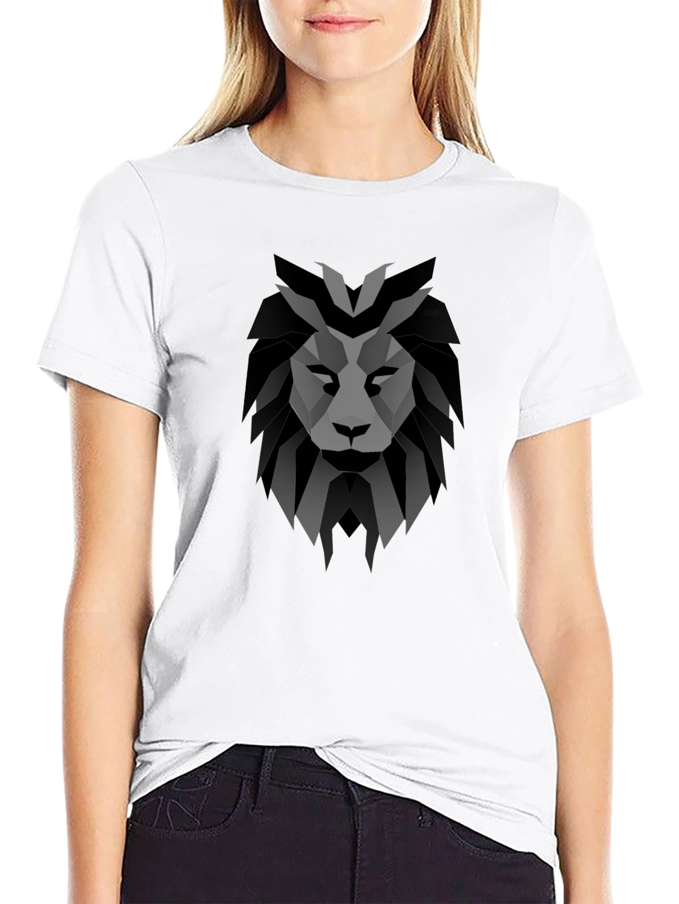 Geometric Lion Graphic Tee - Modern Style