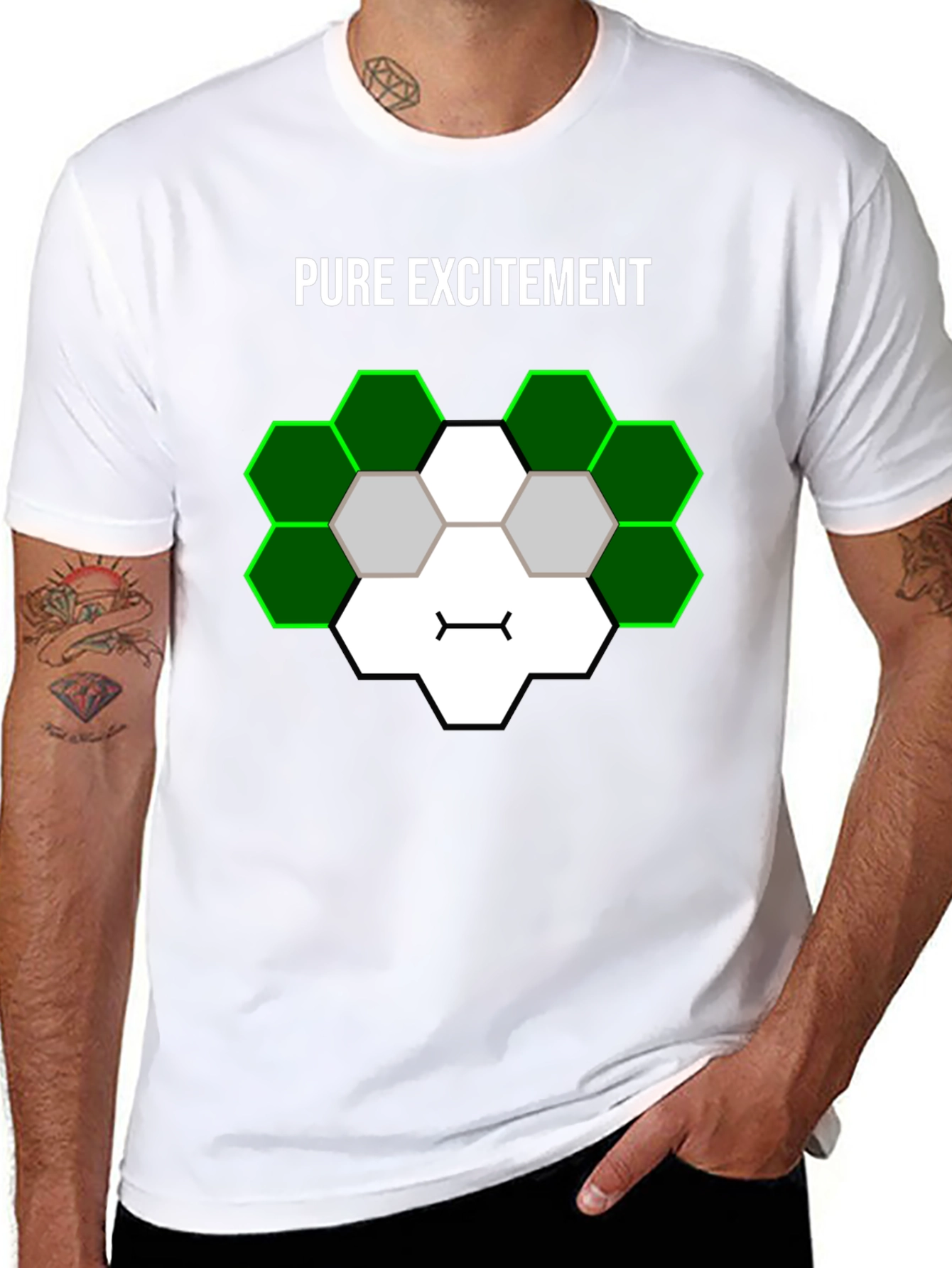 Pure Excitement Hexagon Design T-Shirt