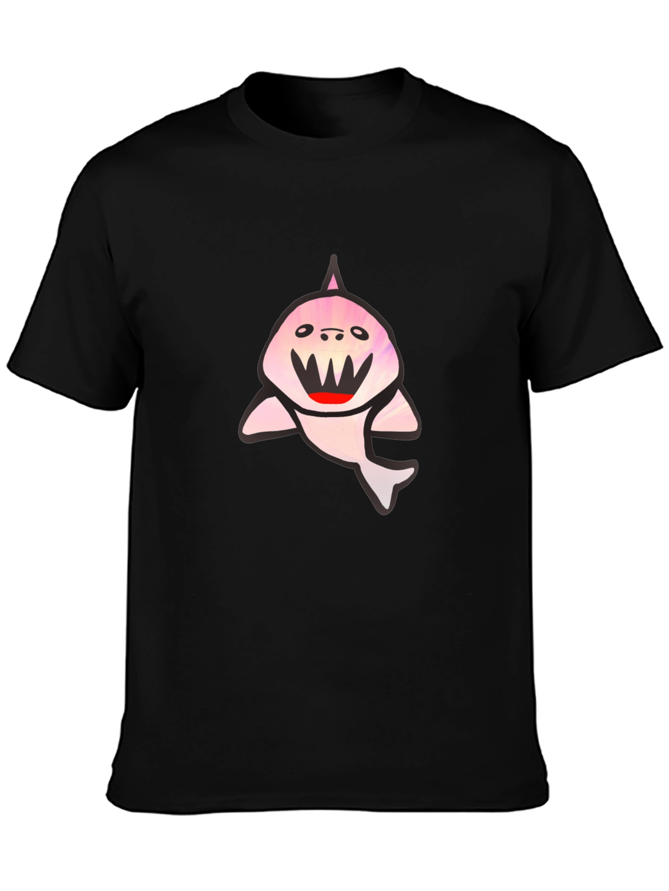 Black T-Shirt with Cute Shark Graphic