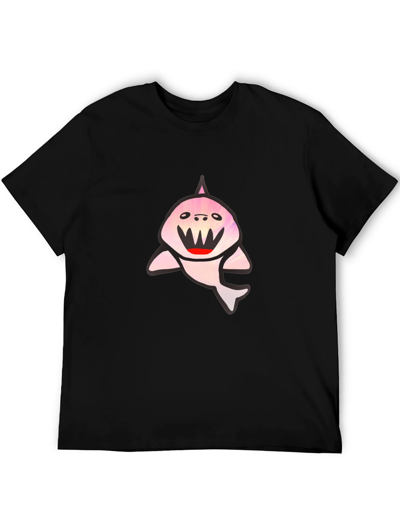 Black T-Shirt with Cute Shark Graphic