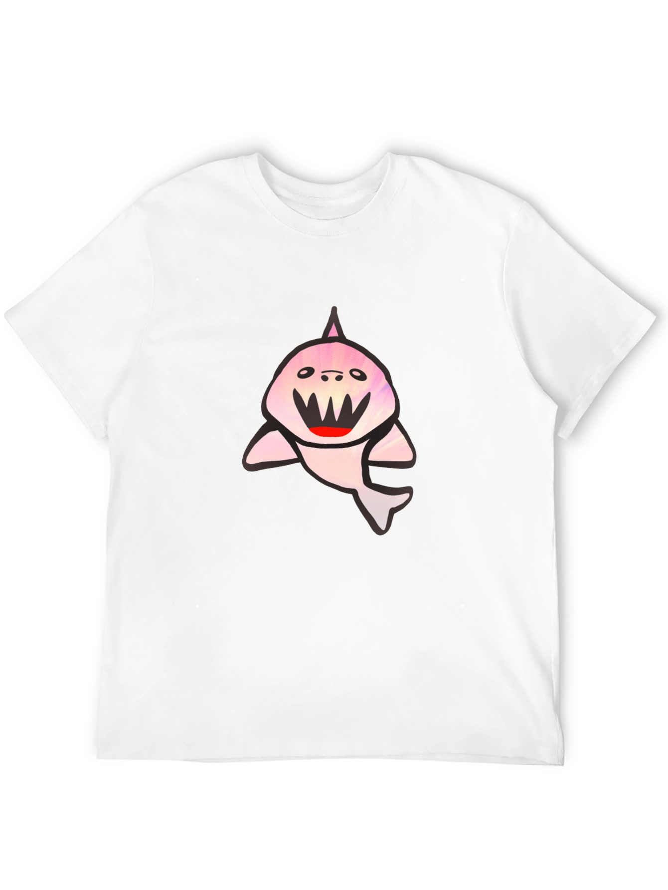 Black T-Shirt with Cute Shark Graphic