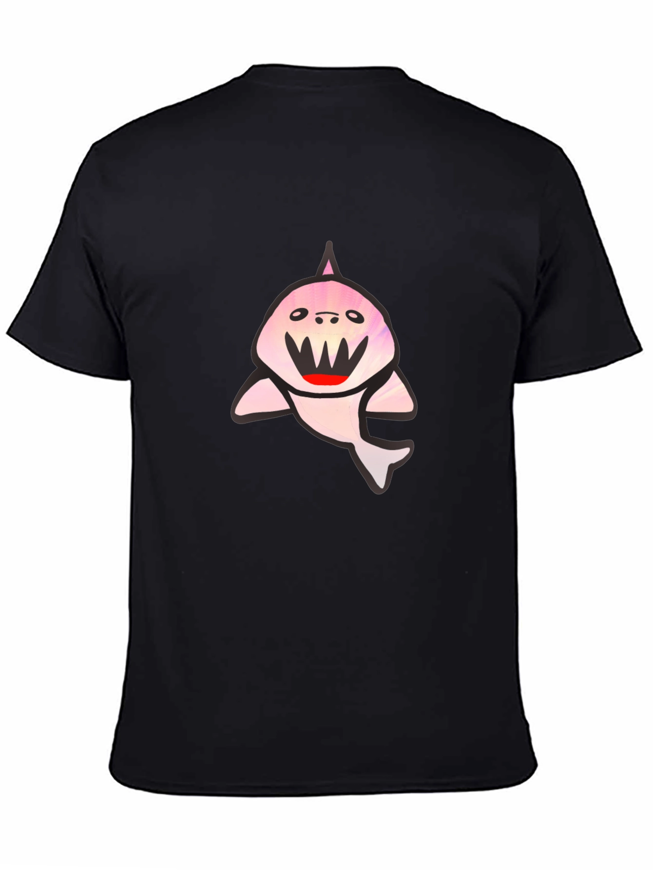 Black T-Shirt with Cute Shark Graphic