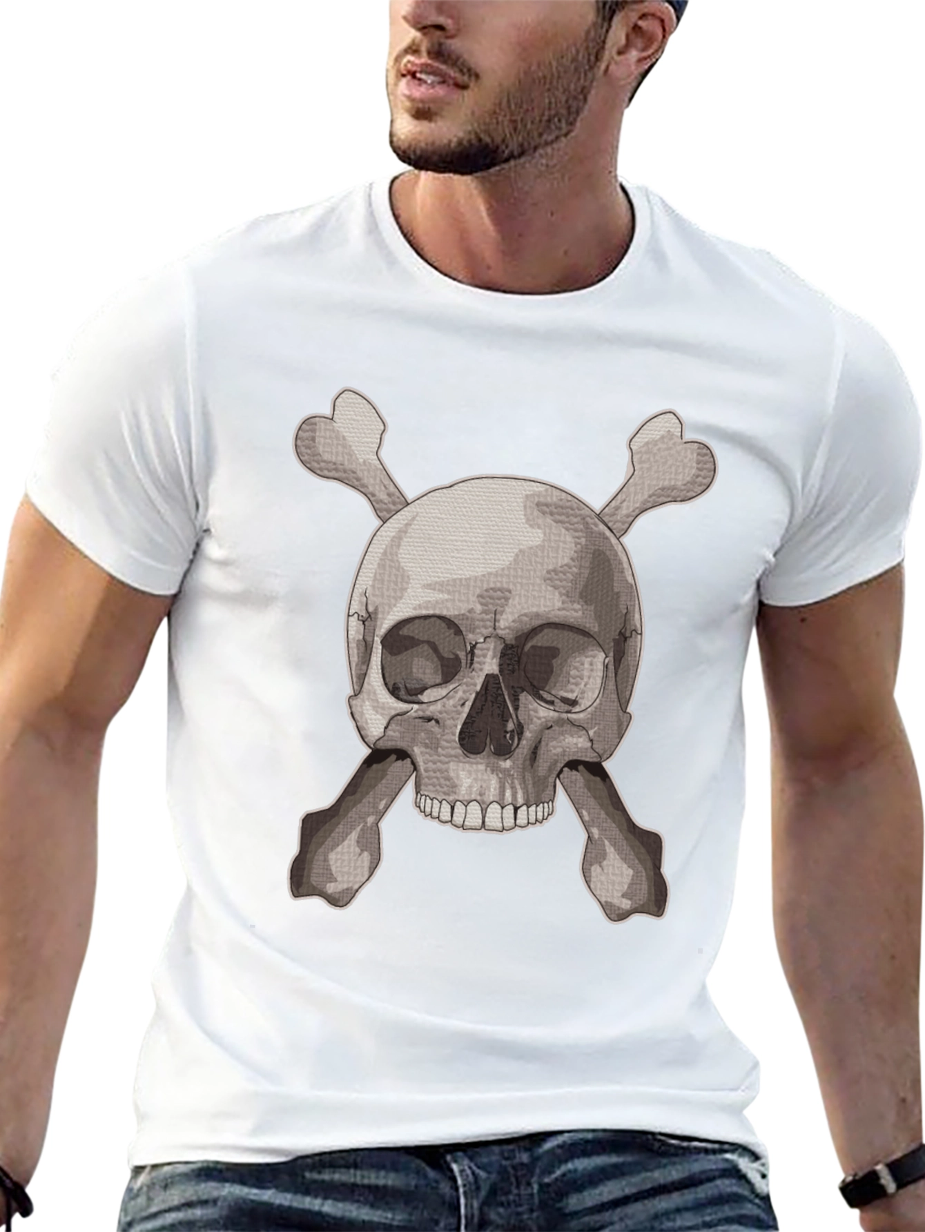 Skull & Crossbones Graphic Tee - Black Cotton Shirt