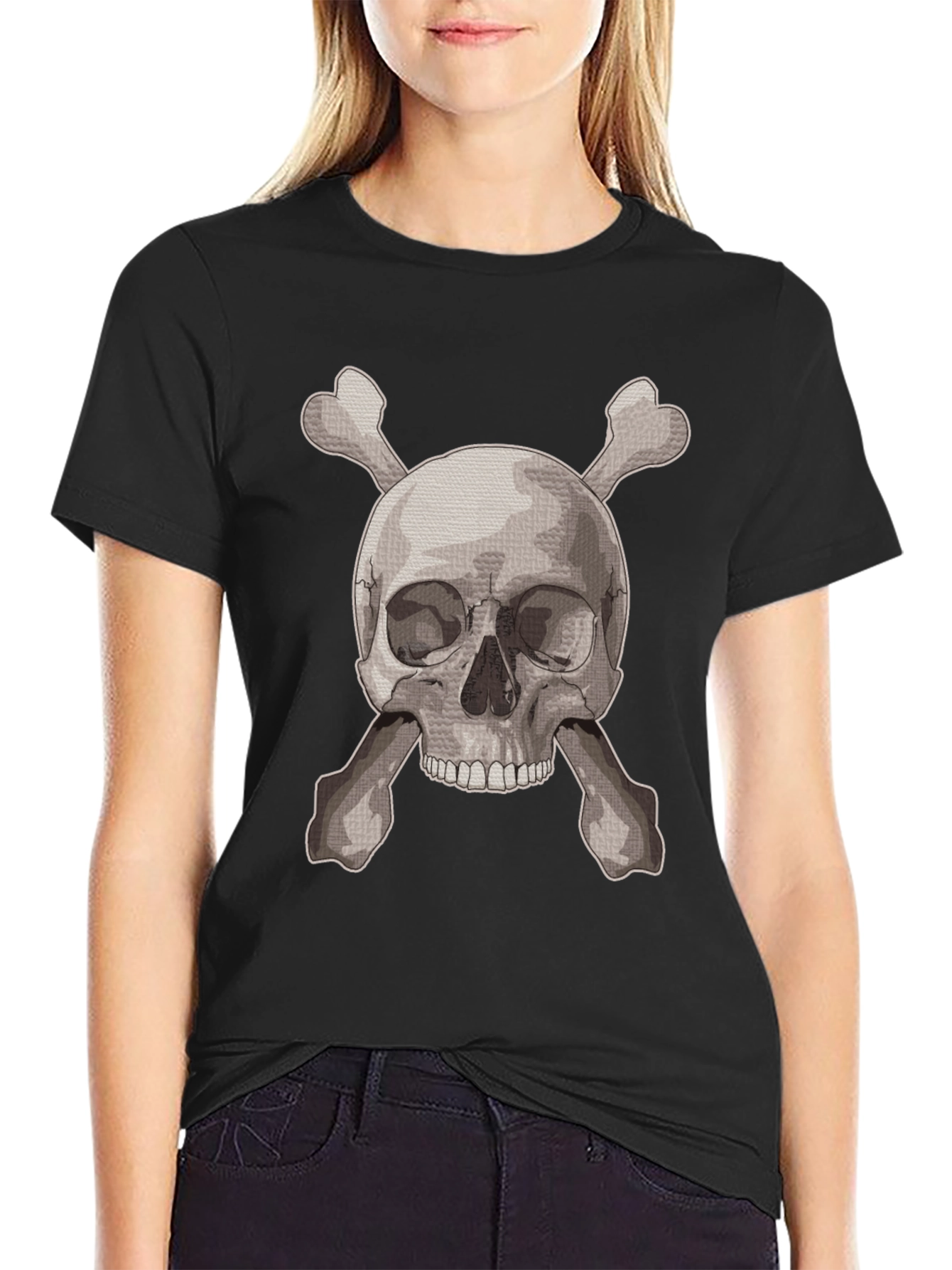 Skull & Crossbones Graphic Tee - Black Cotton Shirt