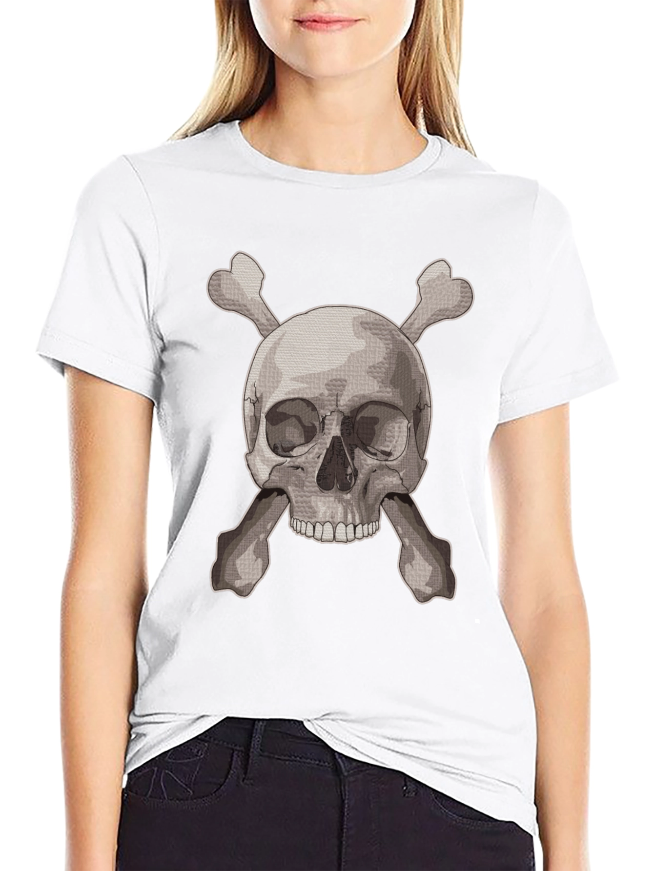 Skull & Crossbones Graphic Tee - Black Cotton Shirt