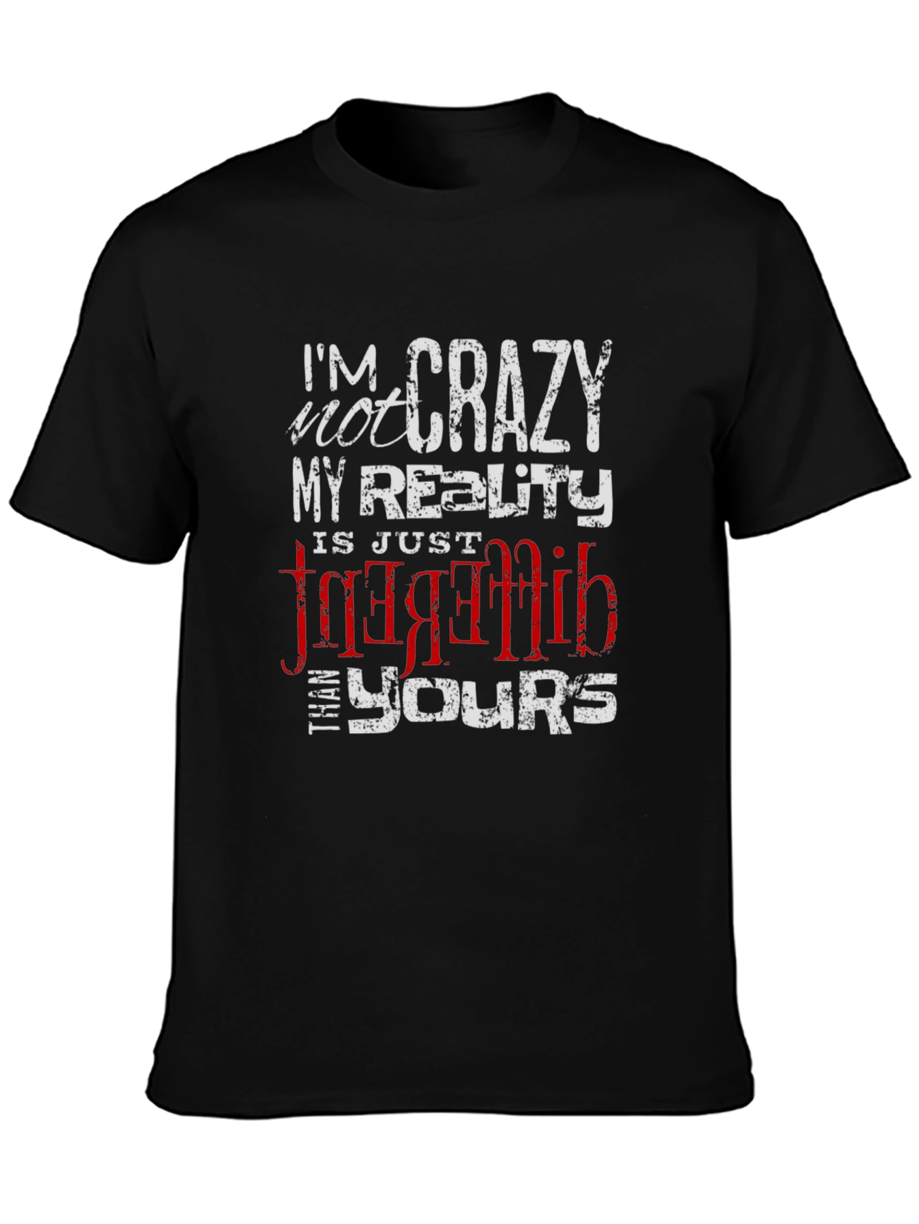 Crazy Reality Graphic Tee - Black Cotton Blend T-Shirt