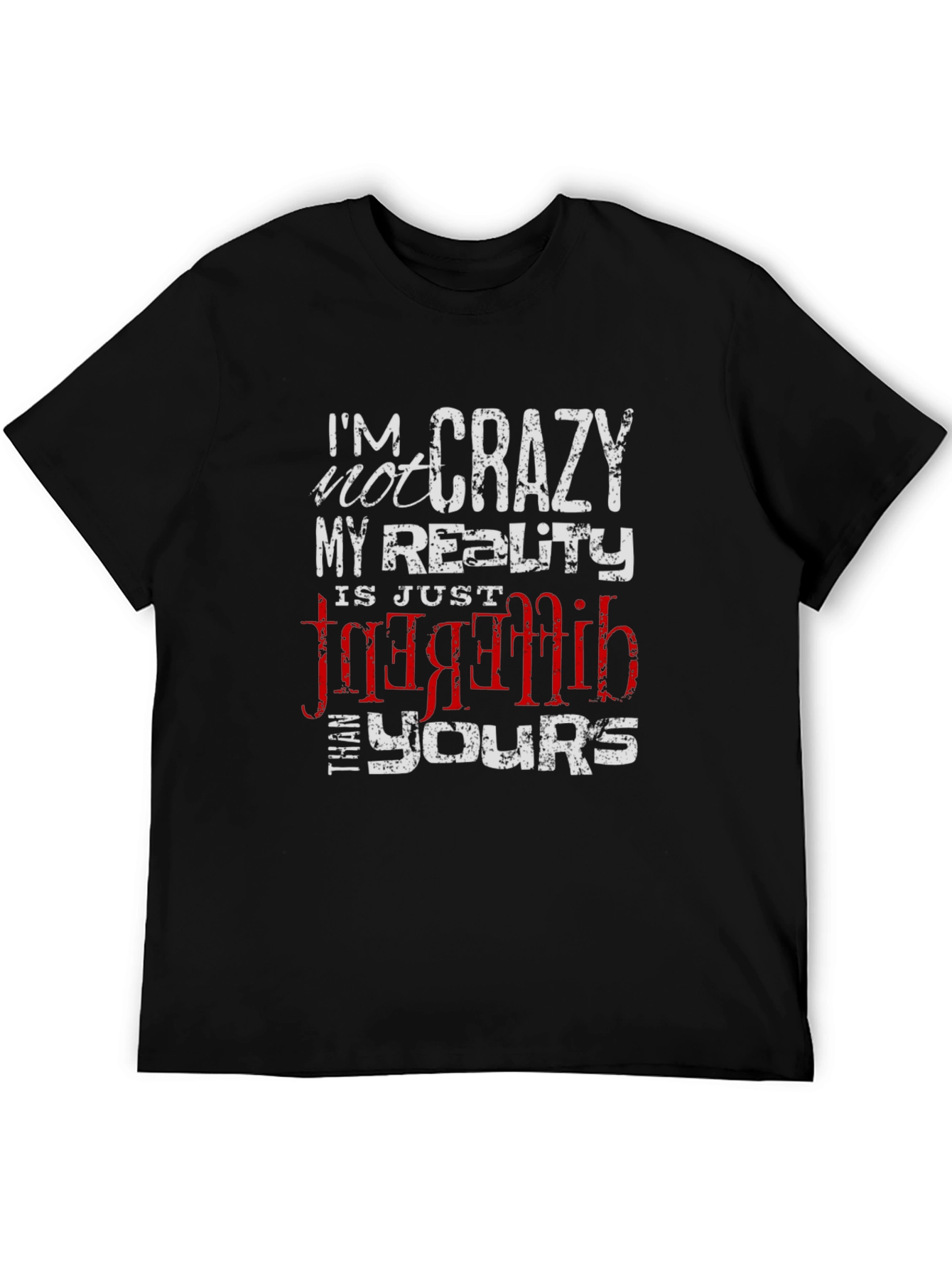 Crazy Reality Graphic Tee - Black Cotton Blend T-Shirt