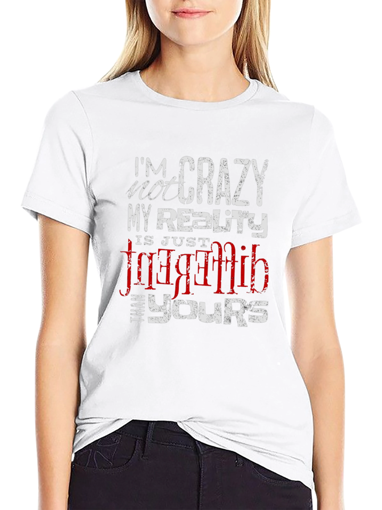 Crazy Reality Graphic Tee - Black Cotton Blend T-Shirt
