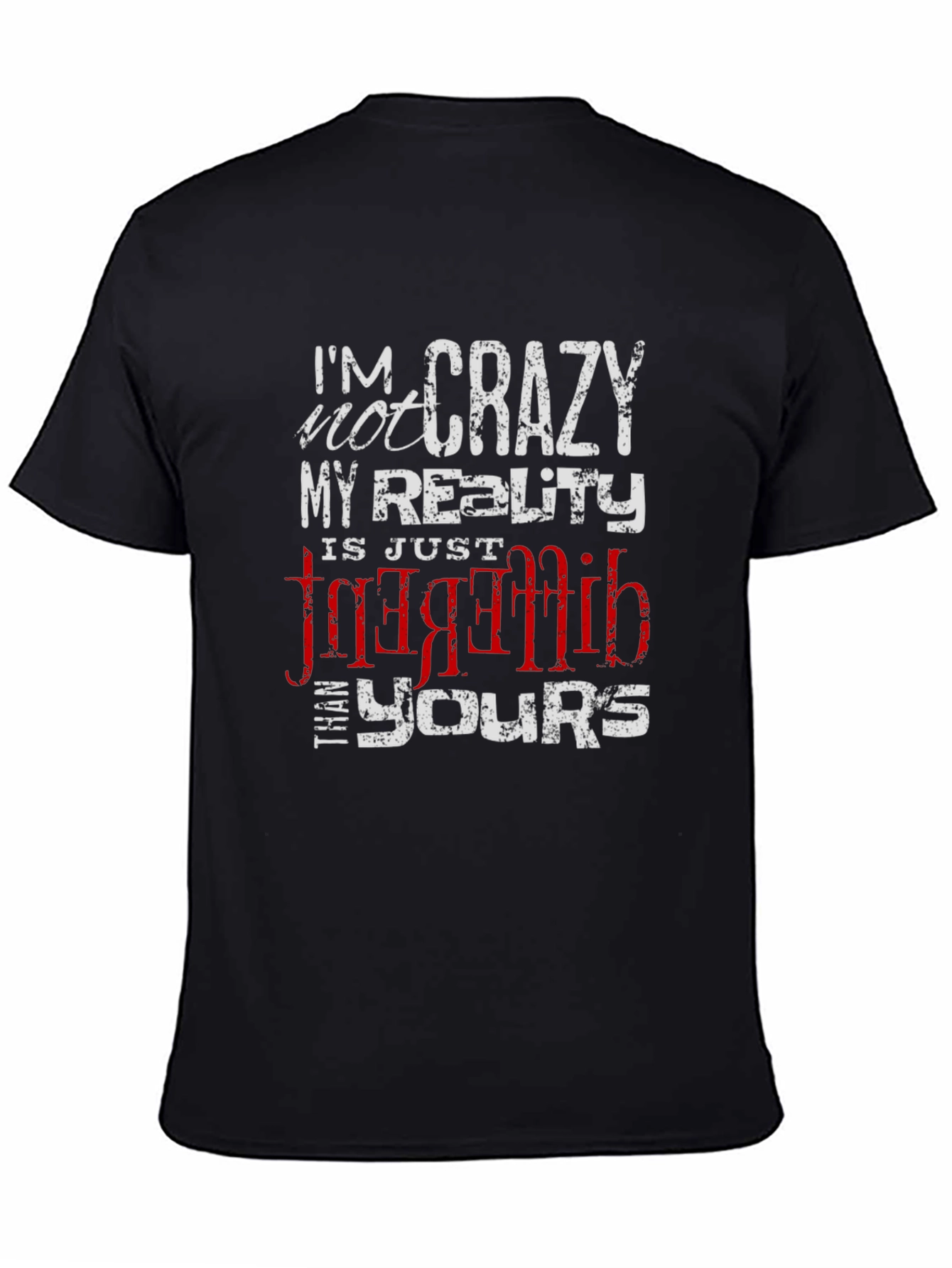 Crazy Reality Graphic Tee - Black Cotton Blend T-Shirt