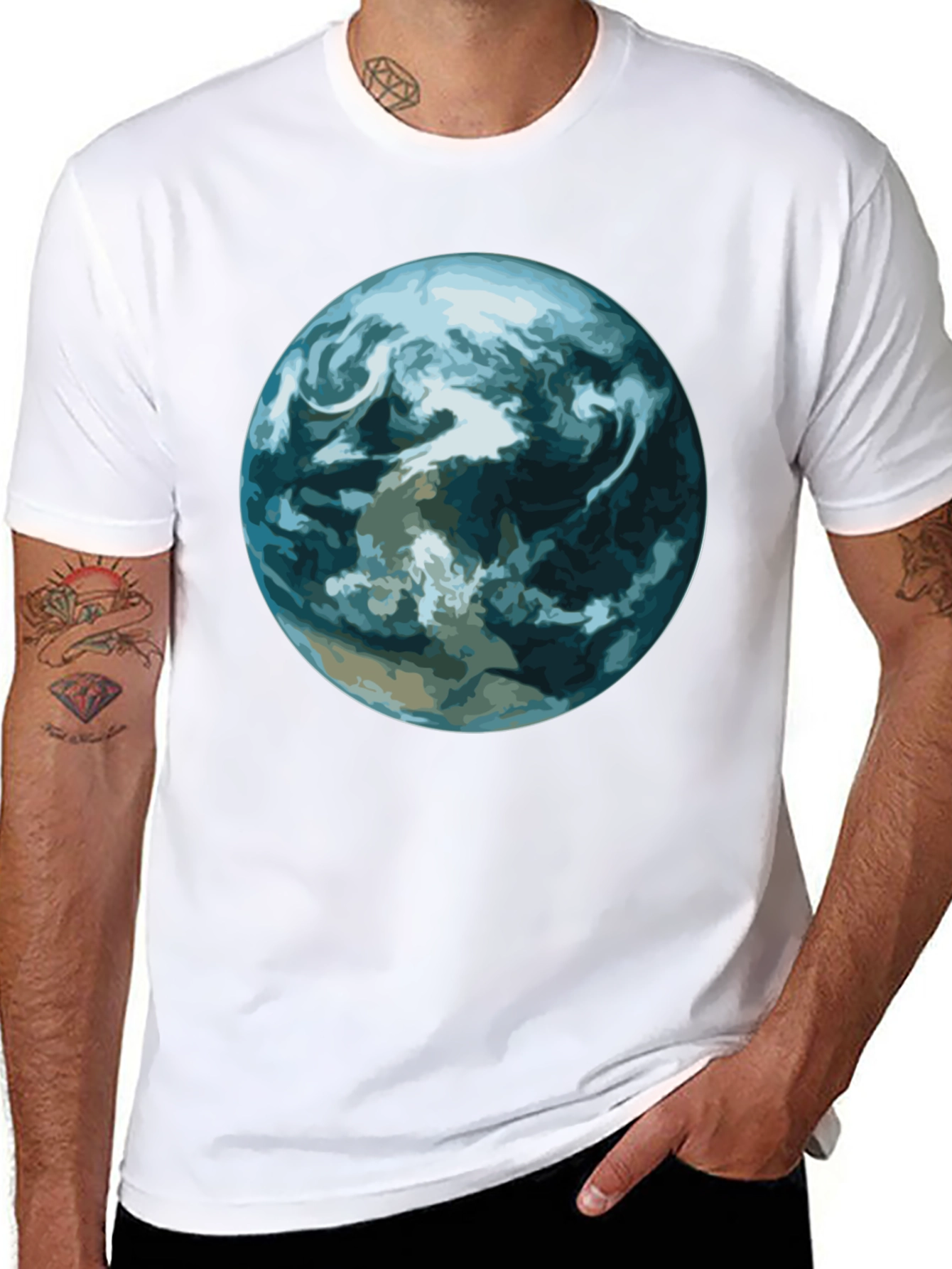 Earth Graphic Print Black T-Shirt