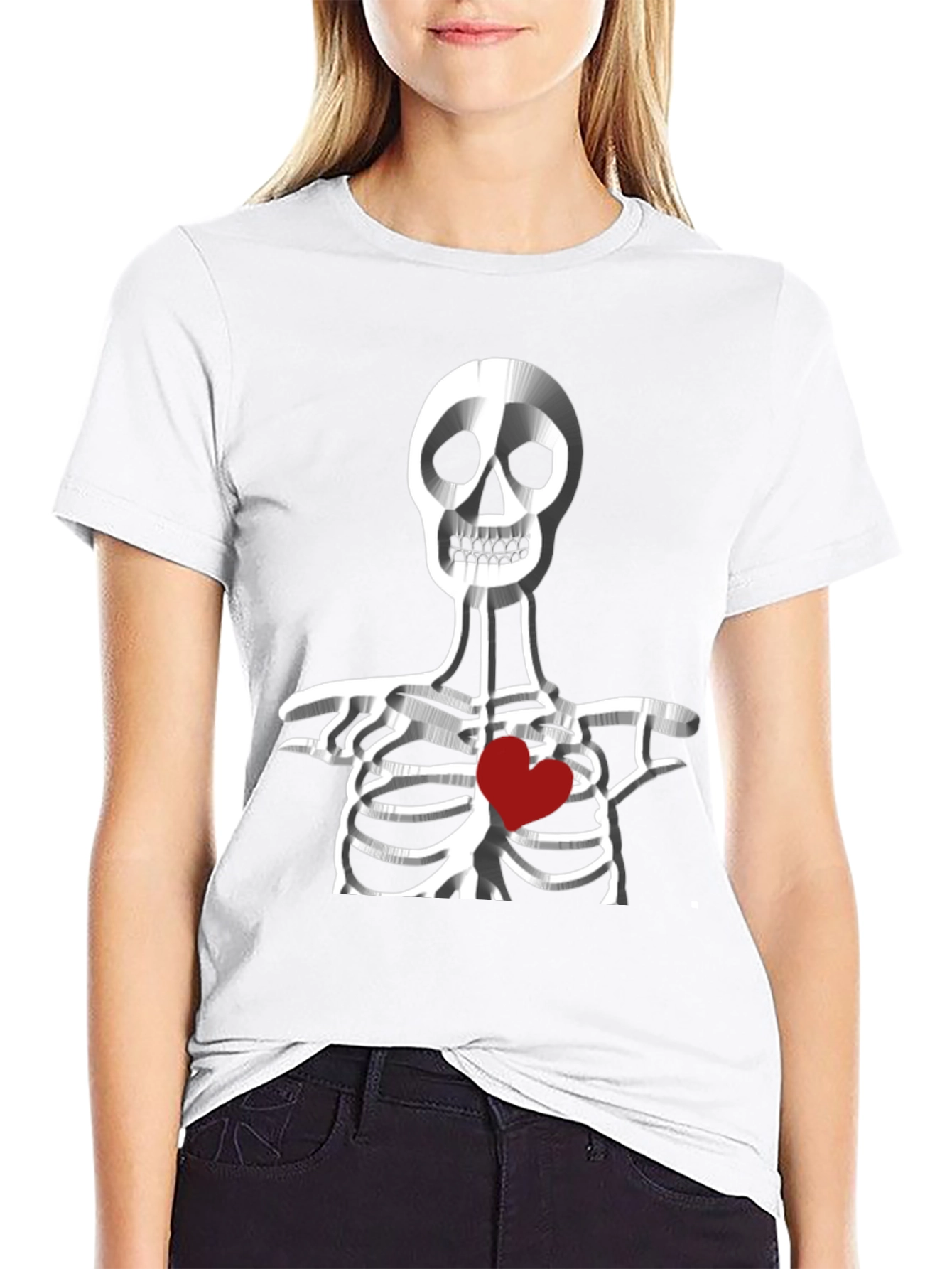 Skeleton Heart Graphic Tee - Black