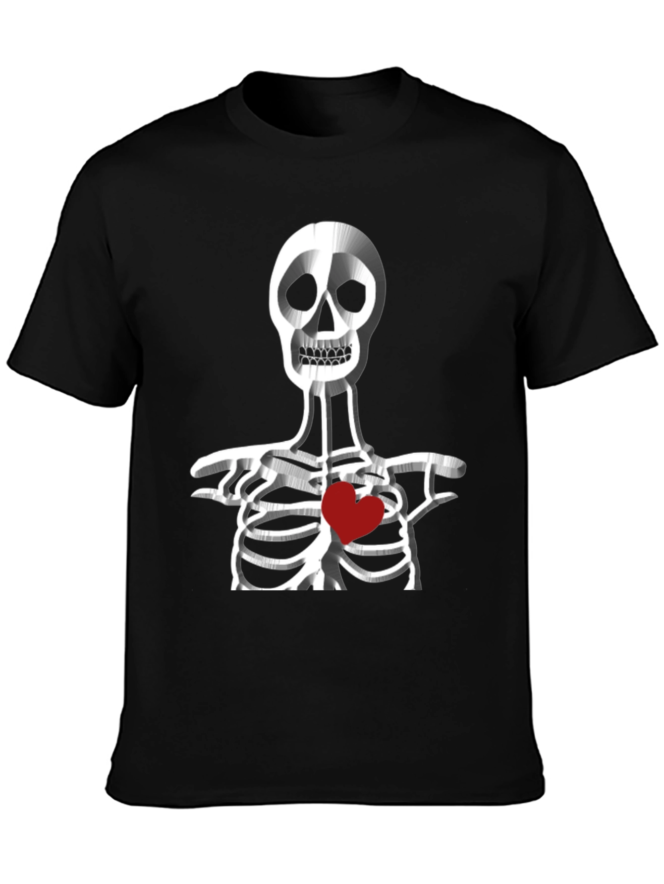 Skeleton Heart Graphic Tee - Black