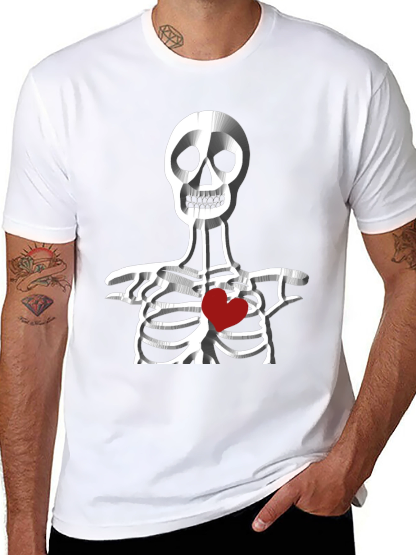 Skeleton Heart Graphic Tee - Black