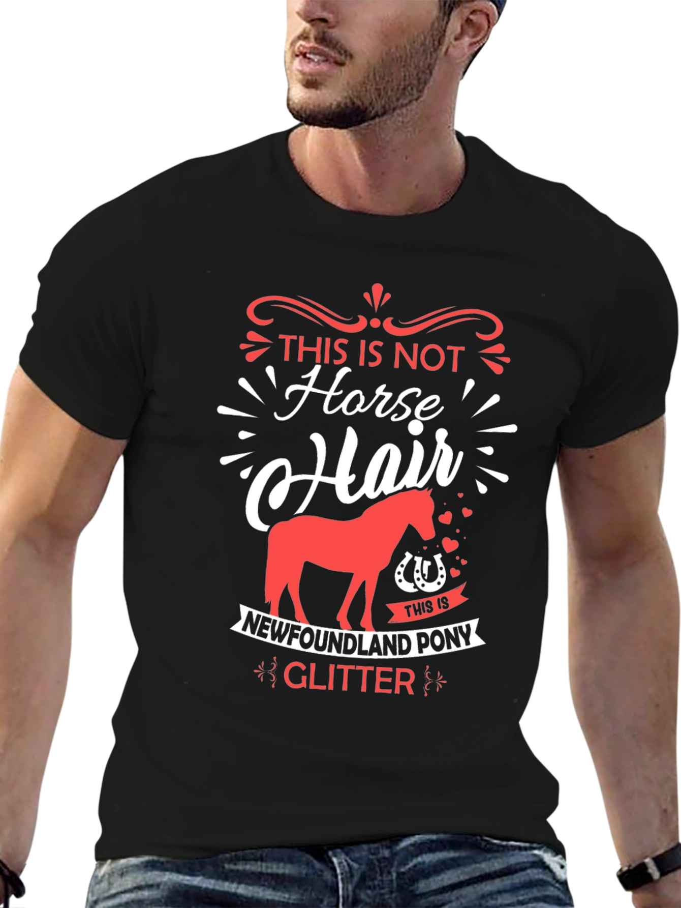 Horse Hair Newfoundland Pony Glitter T-Shirt