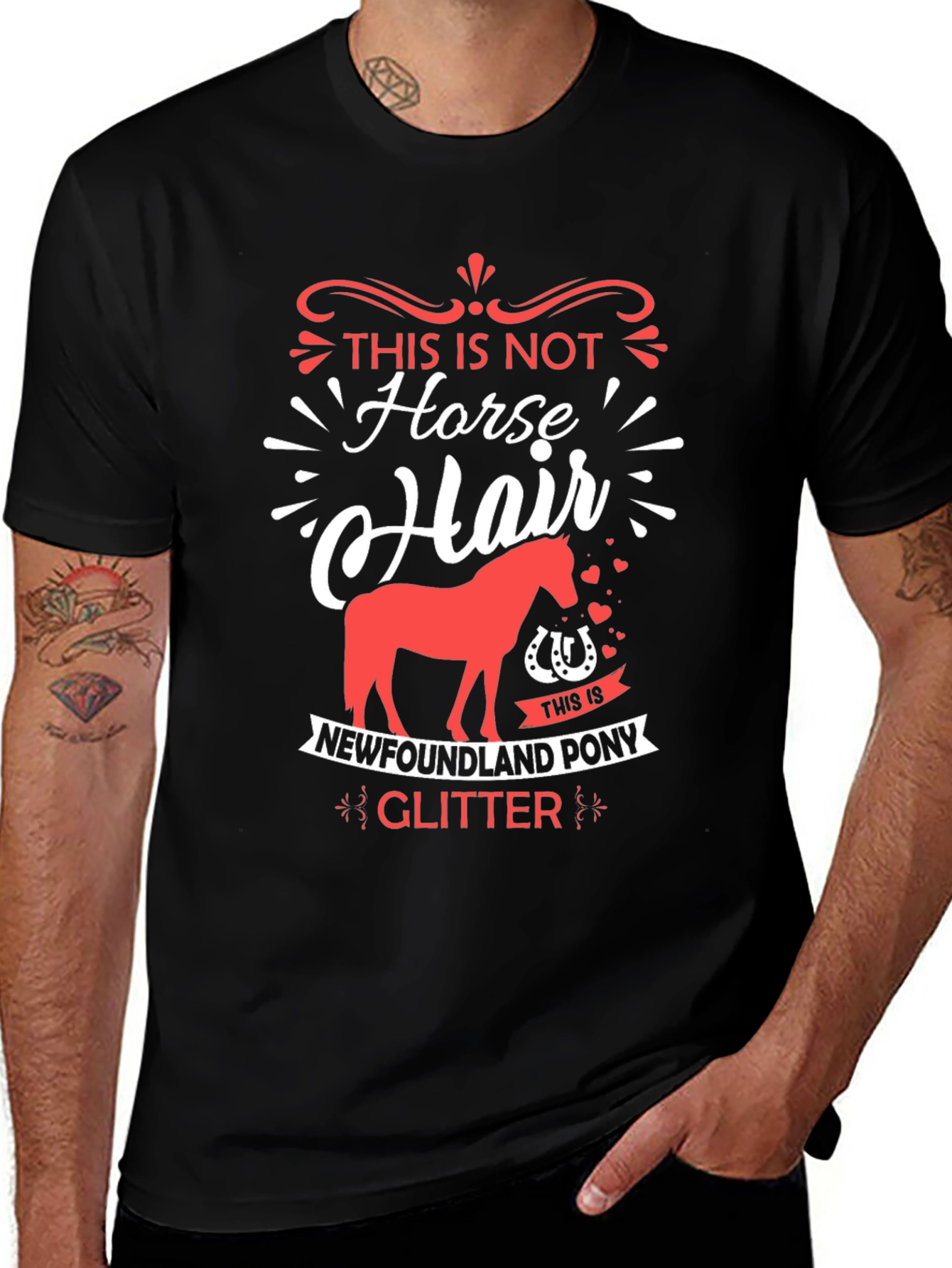Horse Hair Newfoundland Pony Glitter T-Shirt