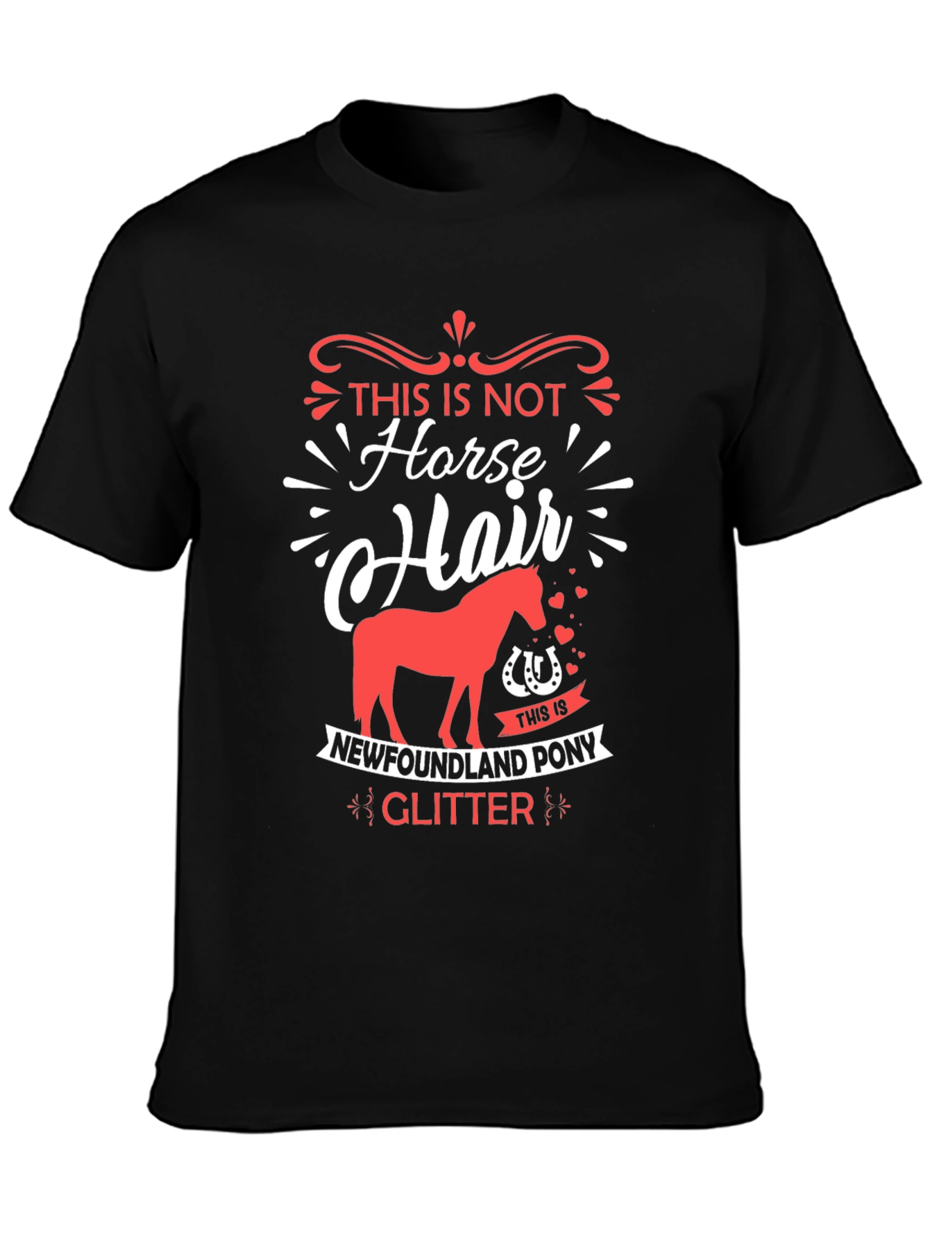 Horse Hair Newfoundland Pony Glitter T-Shirt