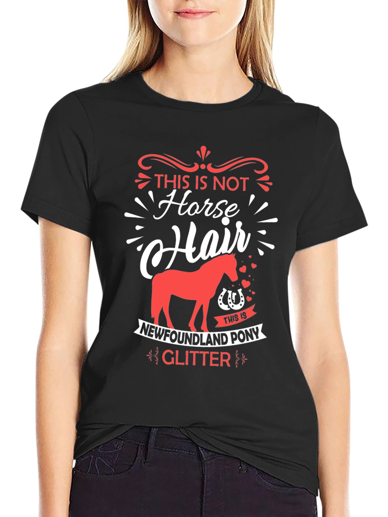 Horse Hair Newfoundland Pony Glitter T-Shirt