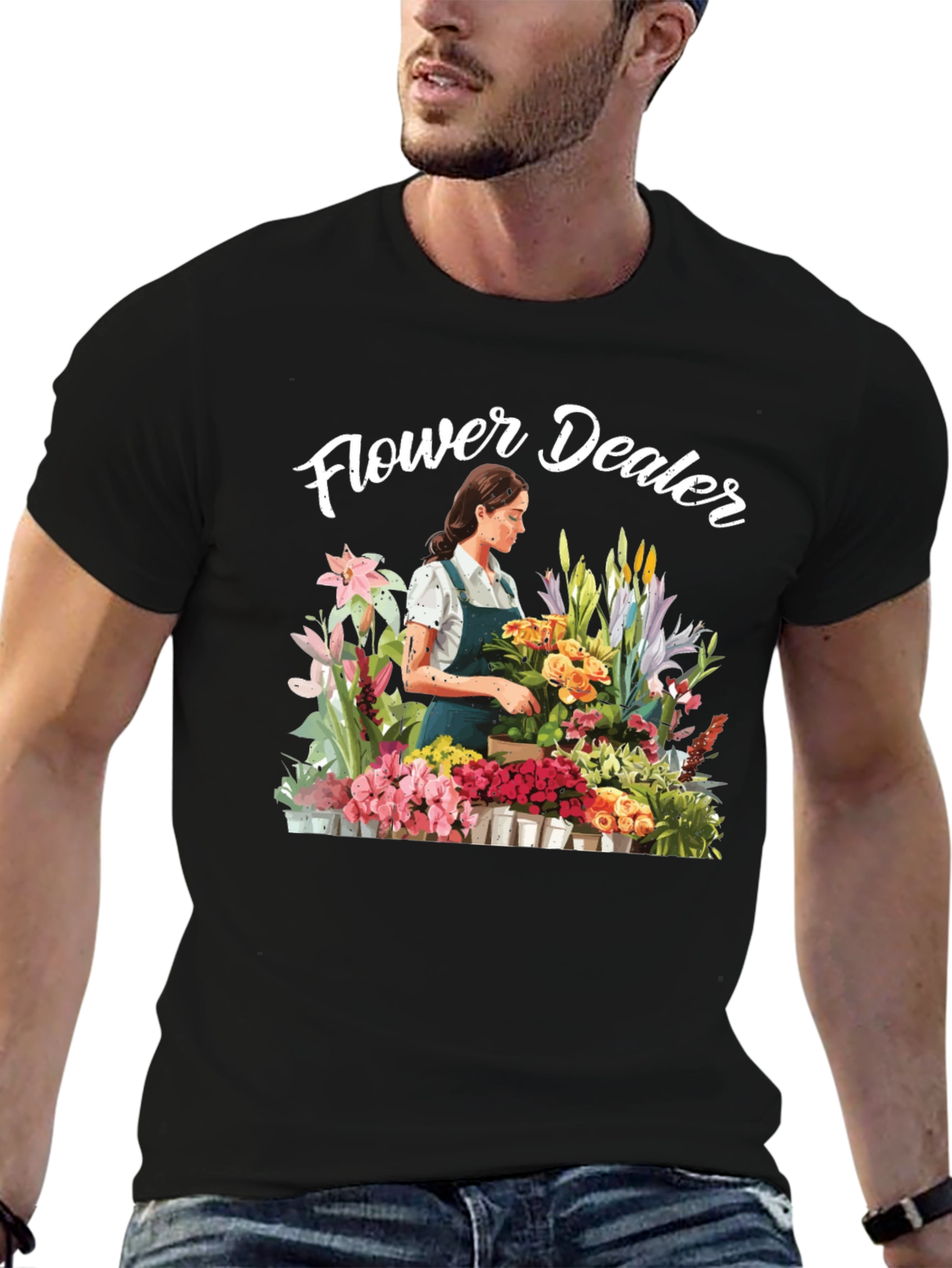 Flower Dealer Graphic Tee - Trendy Floral Shirt