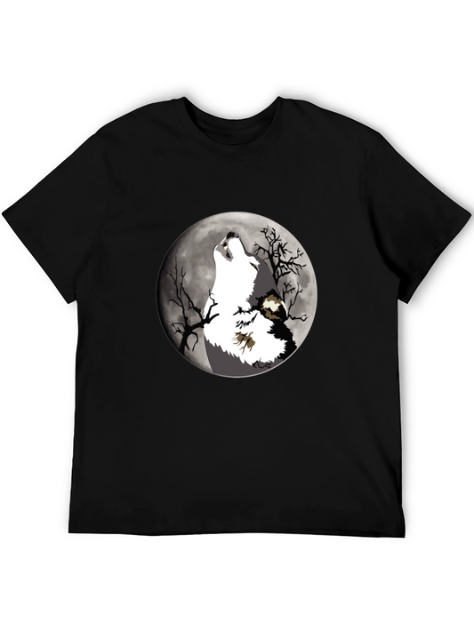Wolf Howling at Moon Graphic T-Shirt